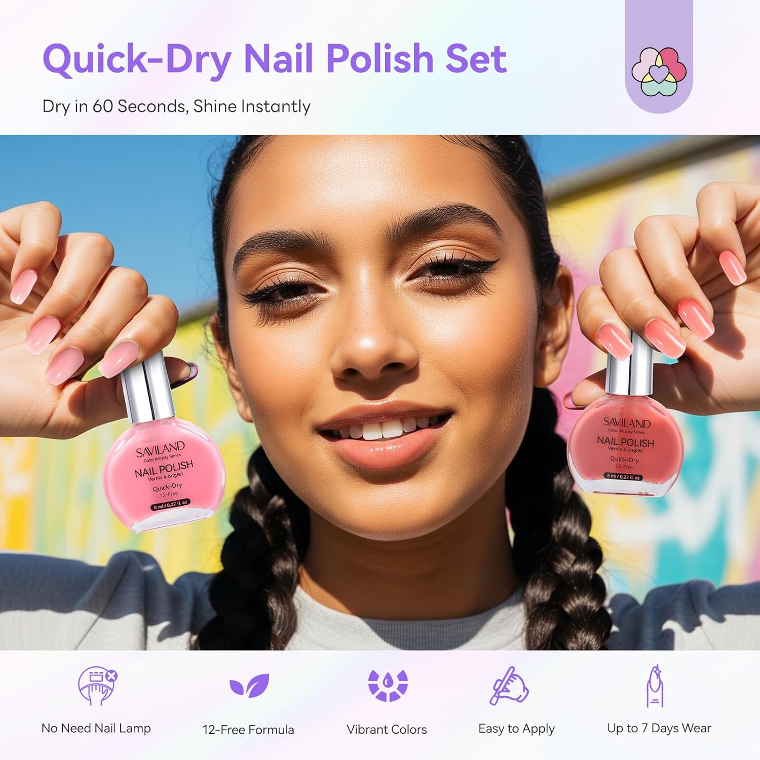SAVILAND Jelly Nail Polish Set: 12 Colors Natural Nudes Pink Nail Sheer White Polish Air Quick Dry Fingernail Polish 12-Free Nail Lacquer DIY At Home Manicure Gift for Girls Women Christmas
