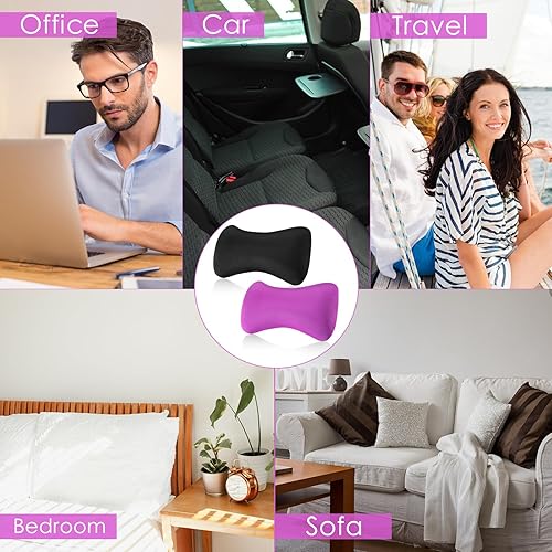 Miniatura 7 de Thyle Paquete de 2 almohadas de cuello de microcuentas de 15 x 8 x 2 pulgadas, almohadas de microcuentas para dormir, cojín suave y cómodo de apoyo