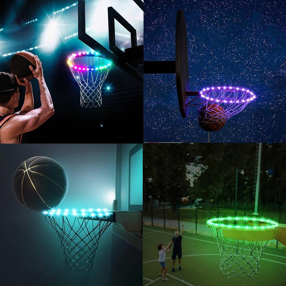 KENANLAN LED Basketball Hoop Lights Terrain de Basket télécommandé LED Light 4 Modes 16 Couleurs Imperméable pour L'entraînement de Nuit en Plein Air