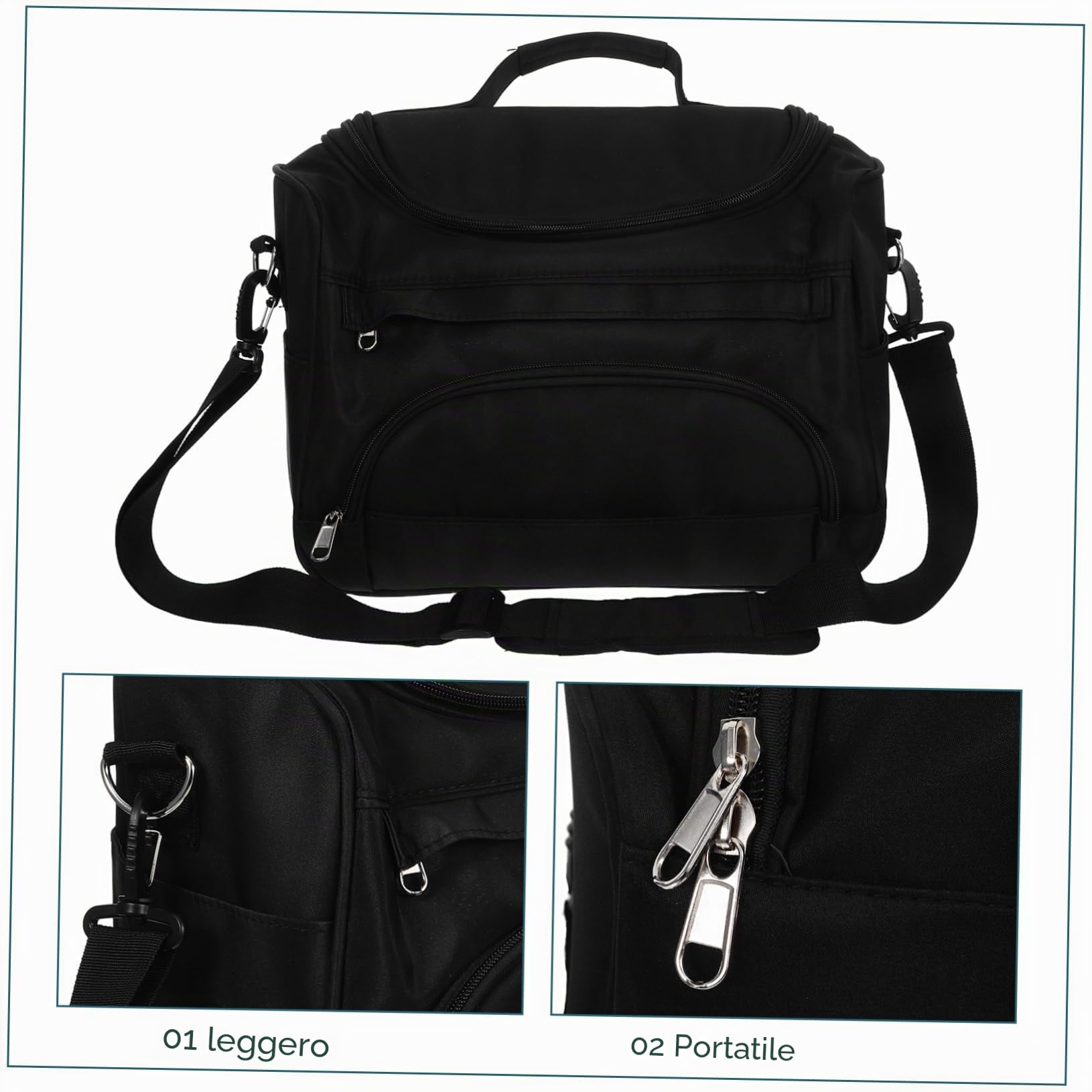 Borsa Porta Utensili per Parrucchiere Portatile Grande Capacità Nero