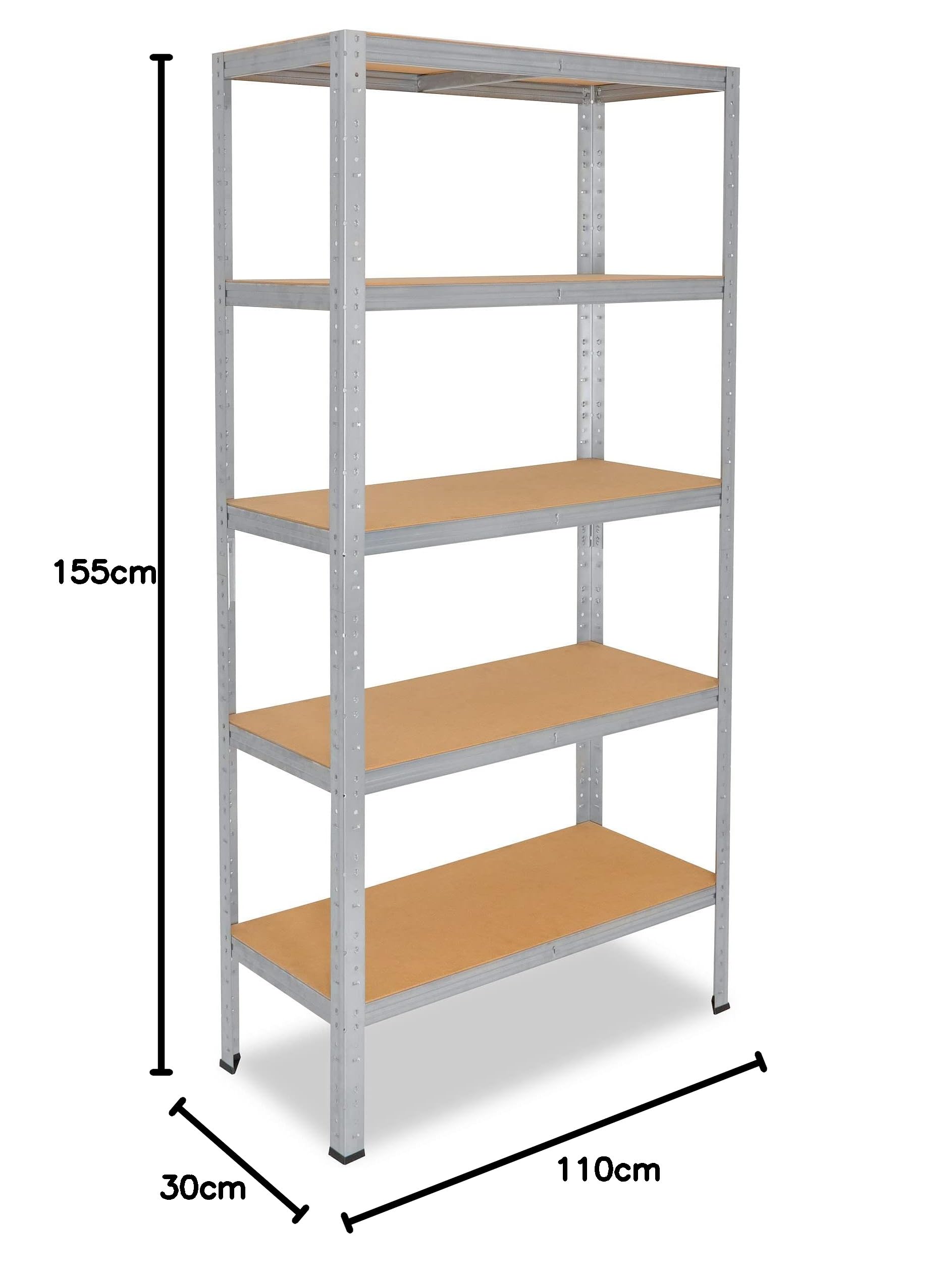 shelfplaza Home 155x110x30cm Schwerlastregal verzinkt mit 5 Böden x 175kg | Kellerregal · Lagerregal · Metallregal · Regale für Kellerraum · Steckregal · Abstellraum Regal