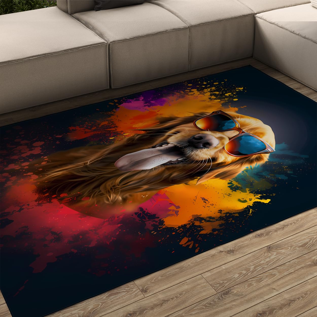 Tapis lavable 160x230cm pop art chien pour salon