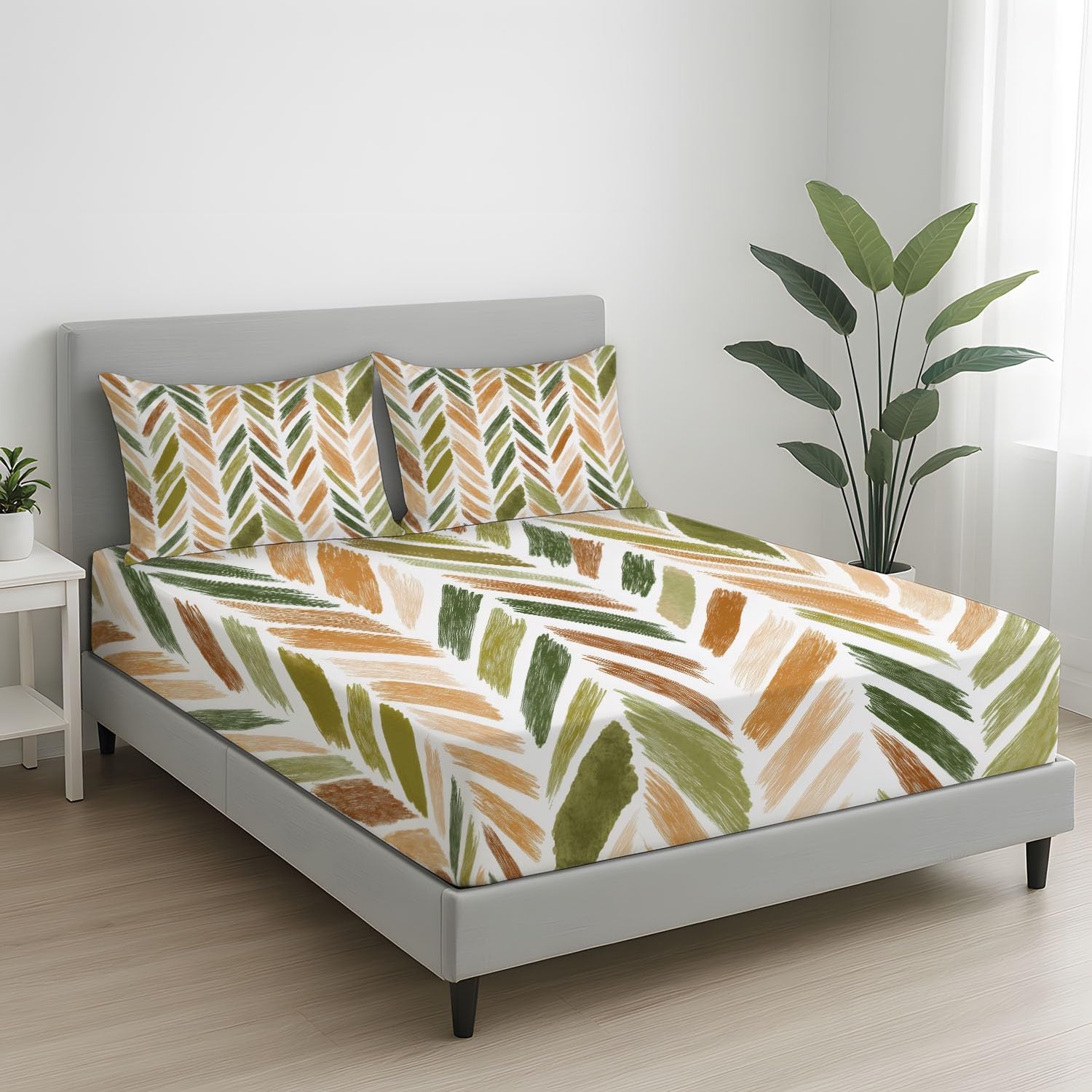 Drap-Housse 160 x 200 grand bonnet 30cm anti-plis vert lit double