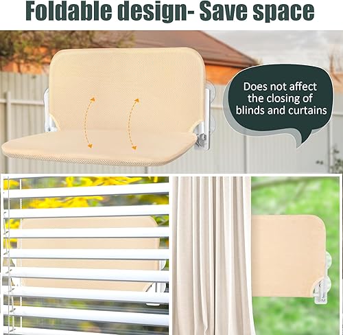 Miniatura 2 de Sunhoo Hamaca para ventana de gato, percha inalámbrica, alféizar de ventana, asiento plegable, estable, con ventosa mejorada, fácil montaje, estante