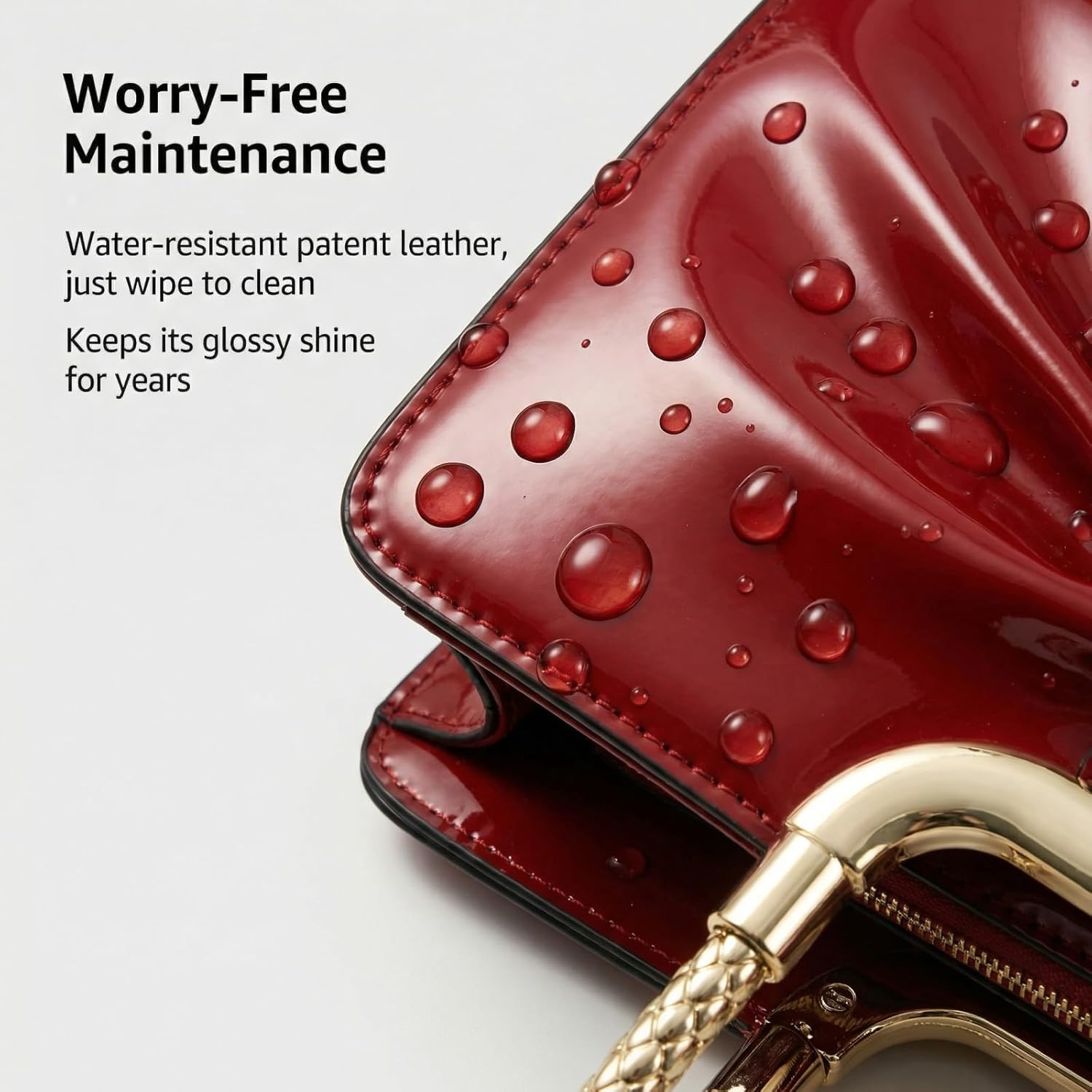 Women’s Glossy Patent Leather Handbag Top Handle Satchel - Medium Structured Shoulder Tote Purse with Adjustable Strap - Image 9