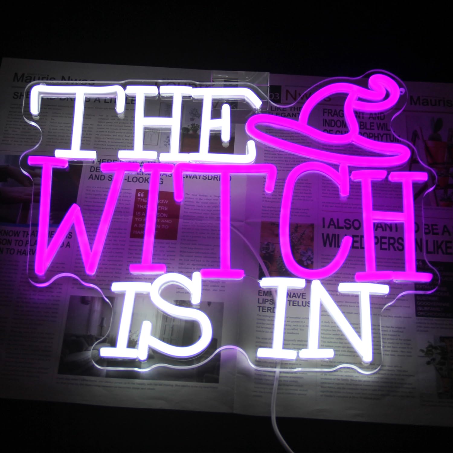 Amazon.co.jp: The Witch Is In Neon Signs for Wall Halloween Decor