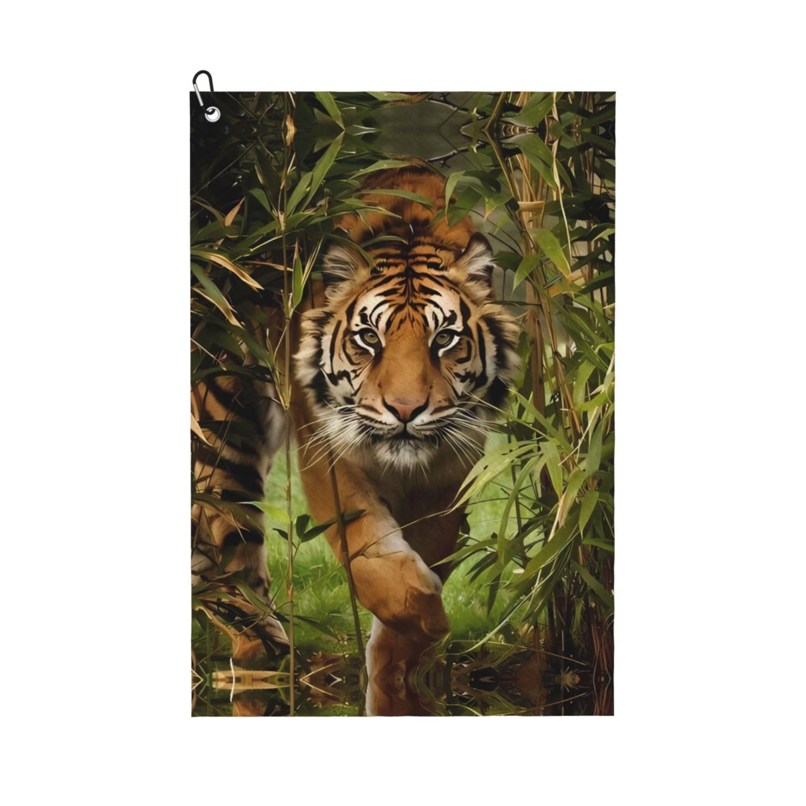 ZHAOUR Tiger in The Jungle Print Golf Towel for Men & Women â€“ Perfect for Golf, Yoga, Gym, Hiking with Carabiner Clip