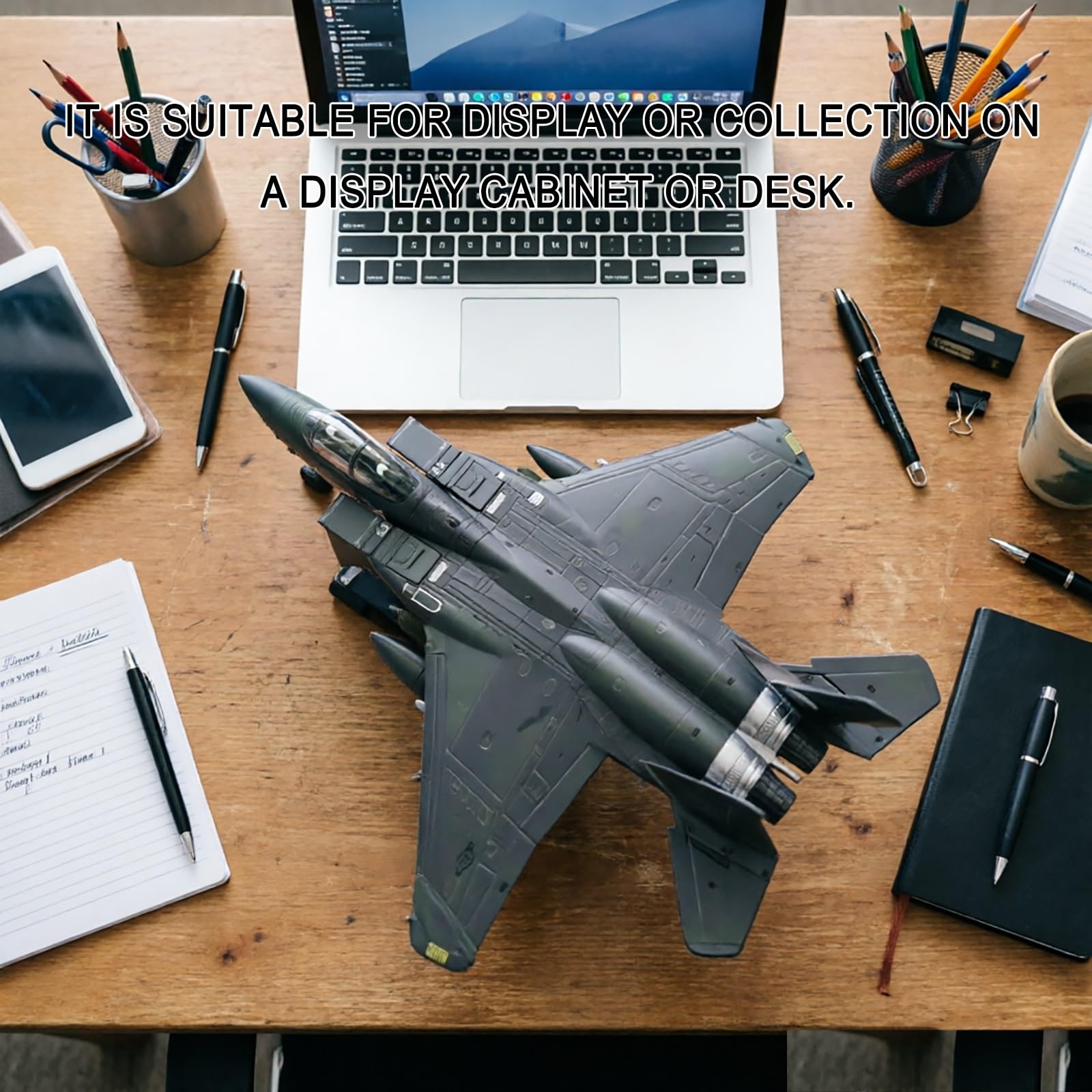 Modello aereo militare F-15E Strike Eagle preassemblato in lega pressofusa in scala 1:100 - Display statico collezione for appassionati aviazione, decorazione scrivania for fotografia