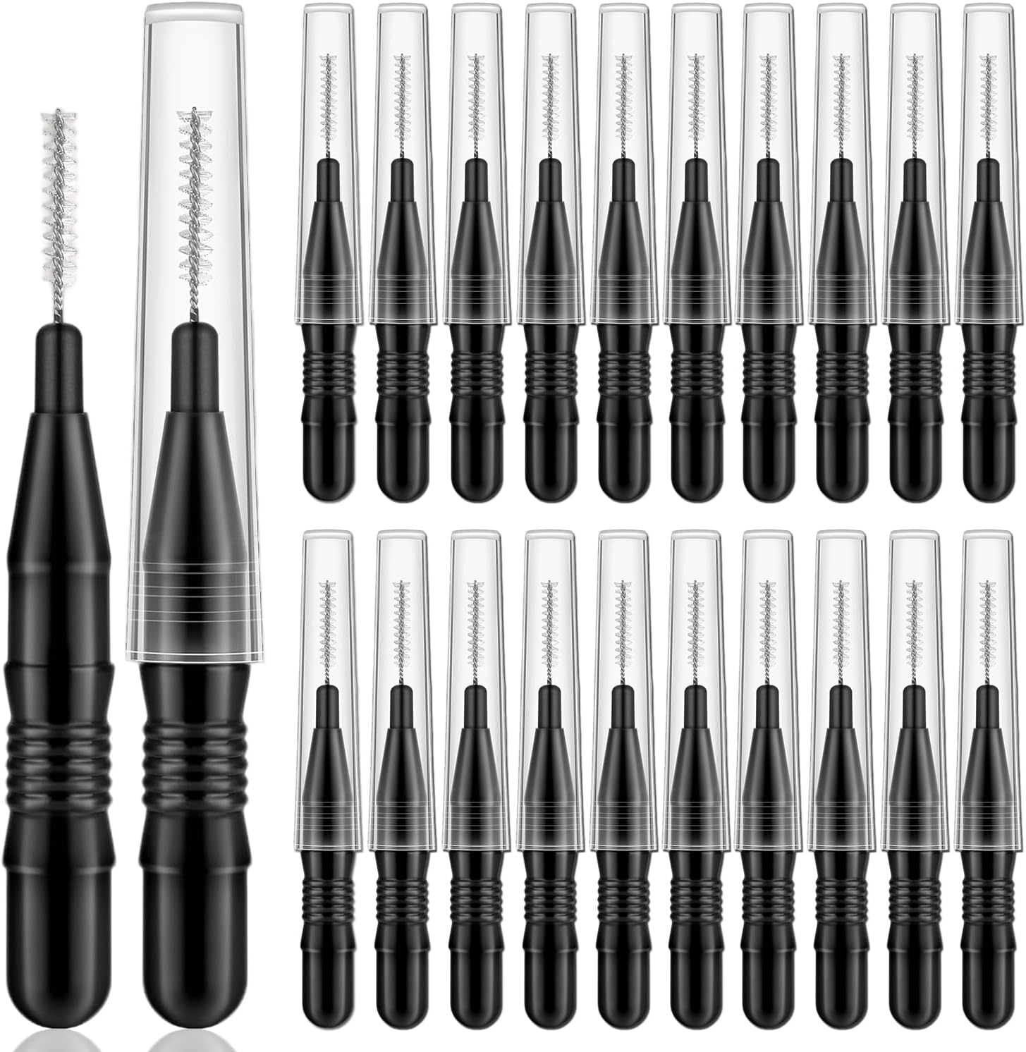 20 Pcs Micro Eyebrow Brush, Eyebrow Spoolie Brush Spoolies for Eyebrows Eyelash Brushes Brow Lamination Lash Lift Tool for Eyebrows and Eyelashes Extensions, Black
