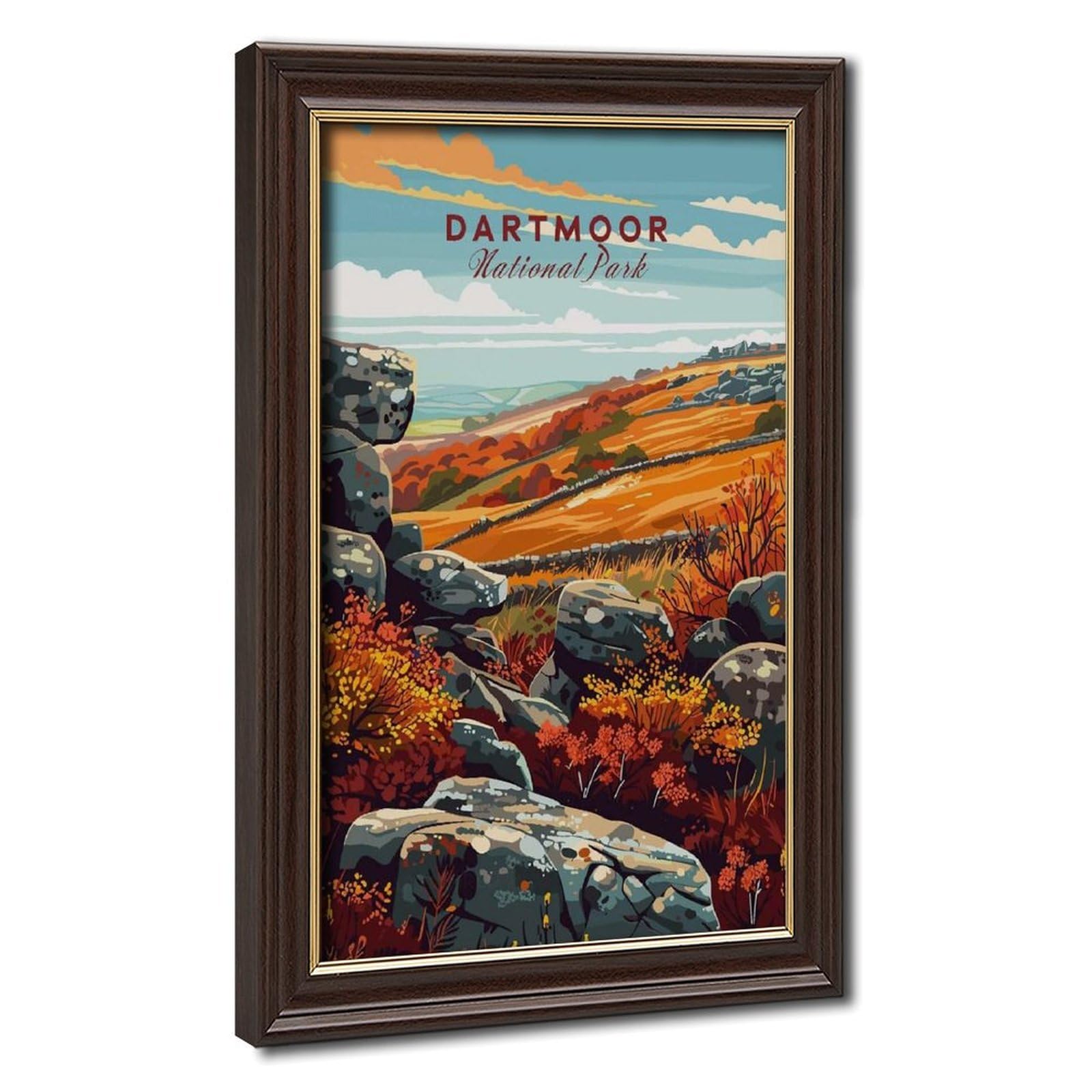 Bareronor Mokume Gane Frame-Style Dartmoor Canvas Poster For Office Decor Gift