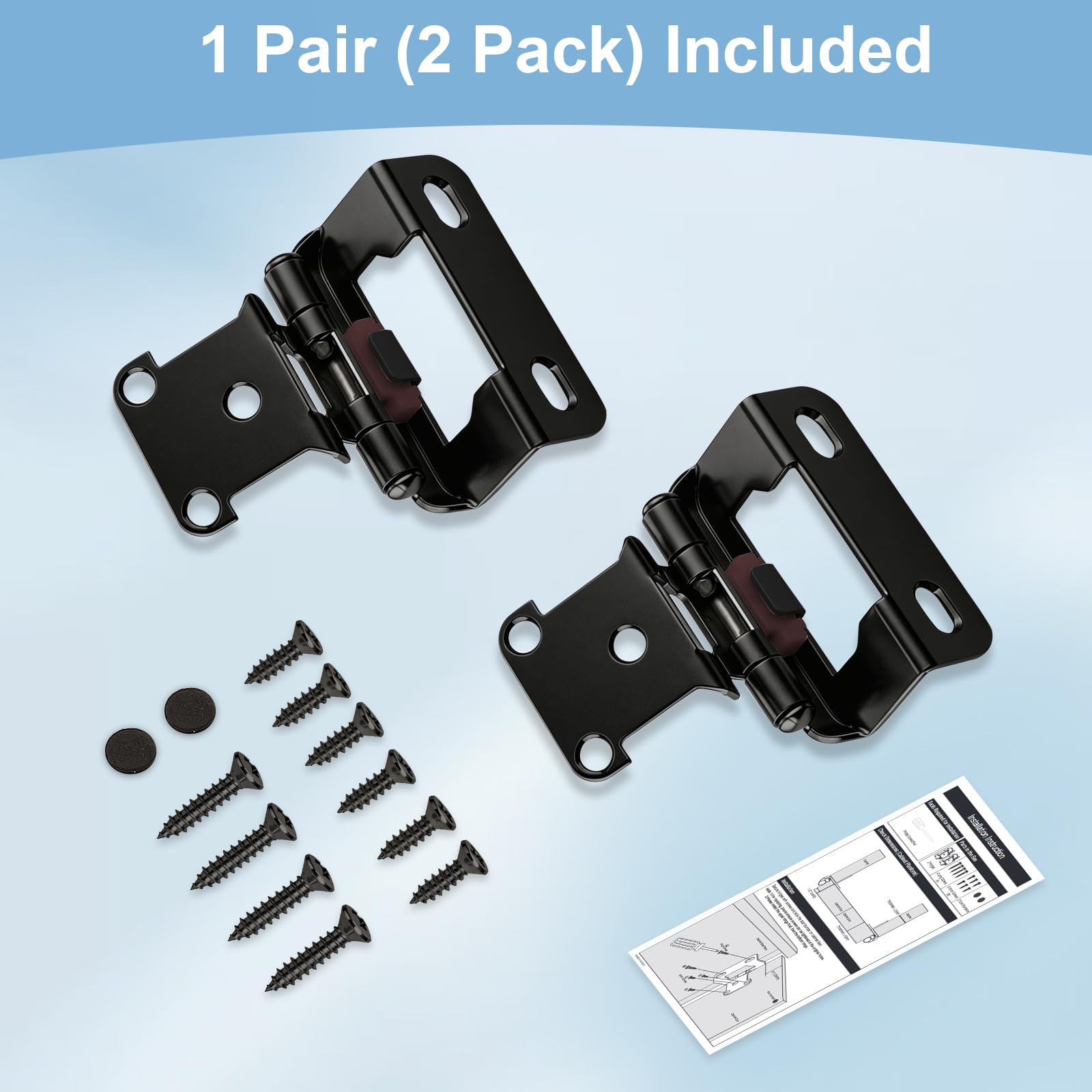 Black Overlay Cabinet Hinges - 25 Pair -9 Black Overlay Cabinet Hinges - 25 Pair -9