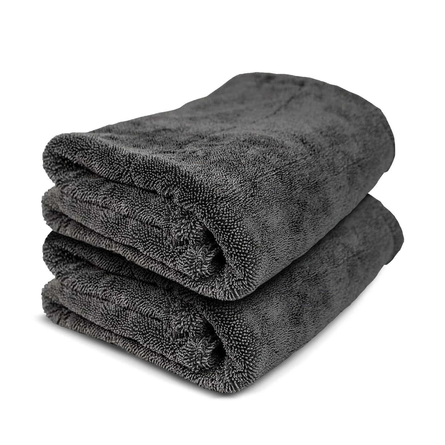 ExoForma Mega - Toalla de secado de coche de 2 unidades, sin rayas, arañazos o manchas de agua, microfibra grande de alta calidad de 1200 g/m², diseño de pelo de doble torsión y sin bordes para 1