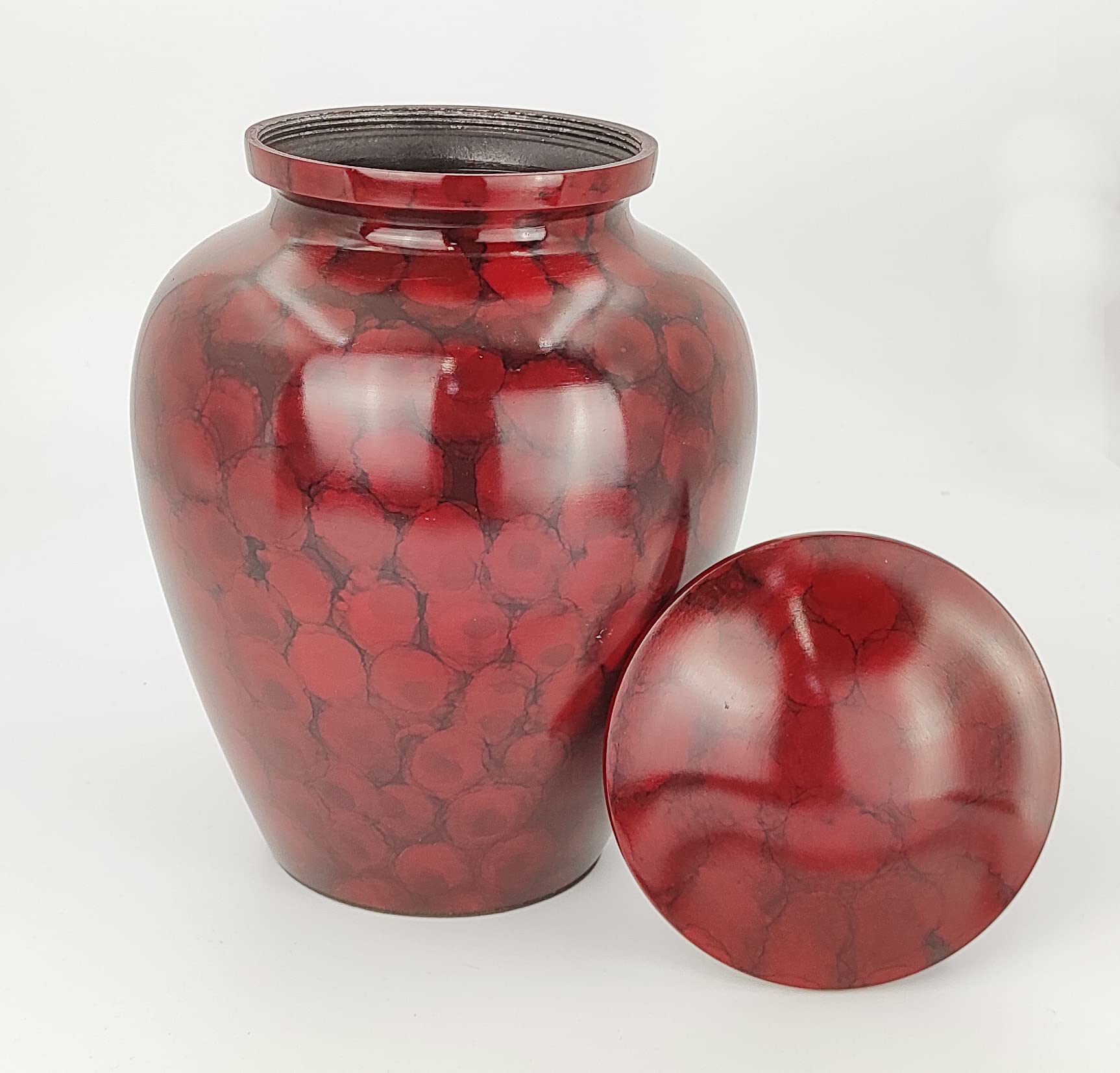 Large Cremation Urn for Human Ashes - A Beautiful Cloud Fire Urn for Your Loved Ones Remains with Elegant Finish - 10 Inch - Red