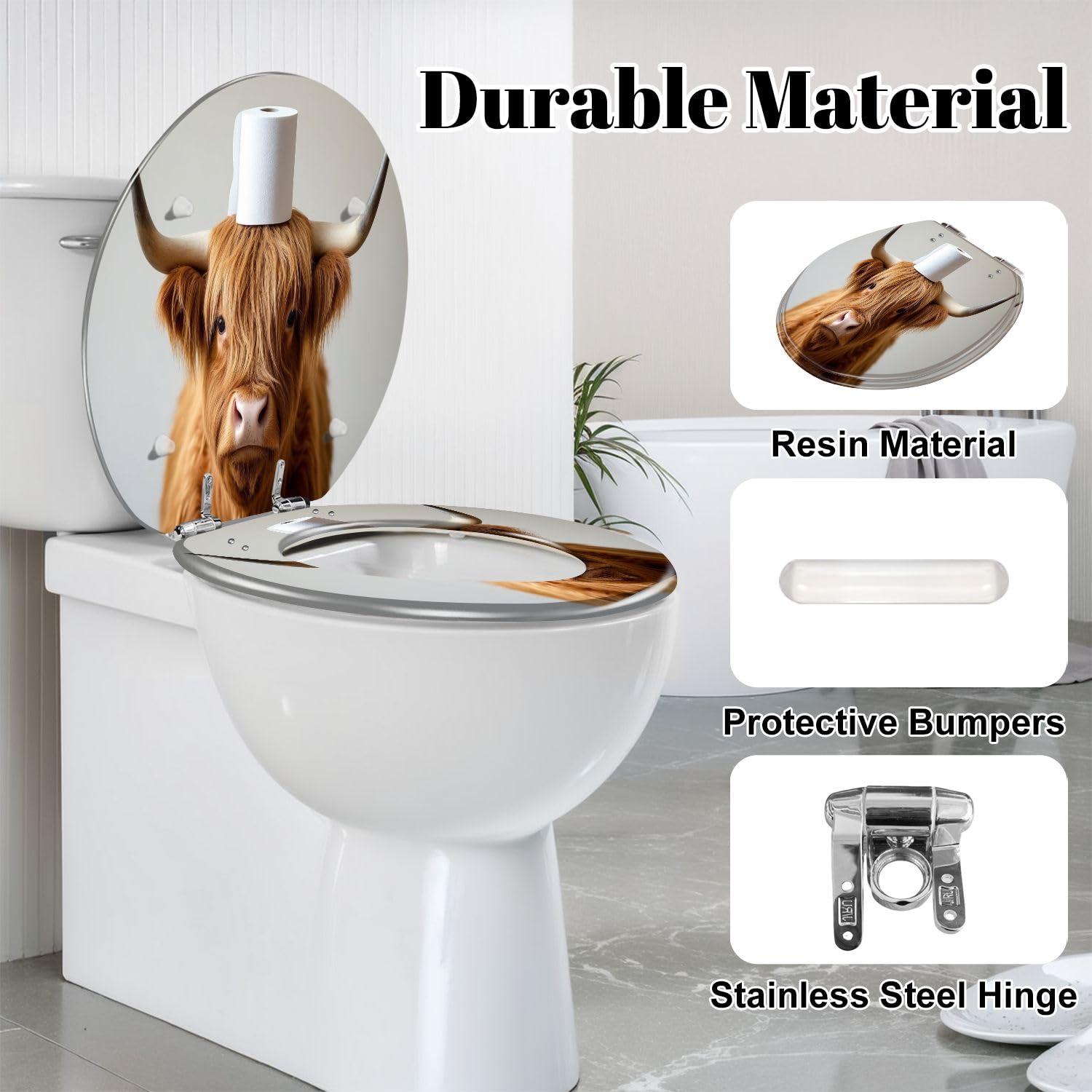 Asiento de inodoro redondo de resina para baño