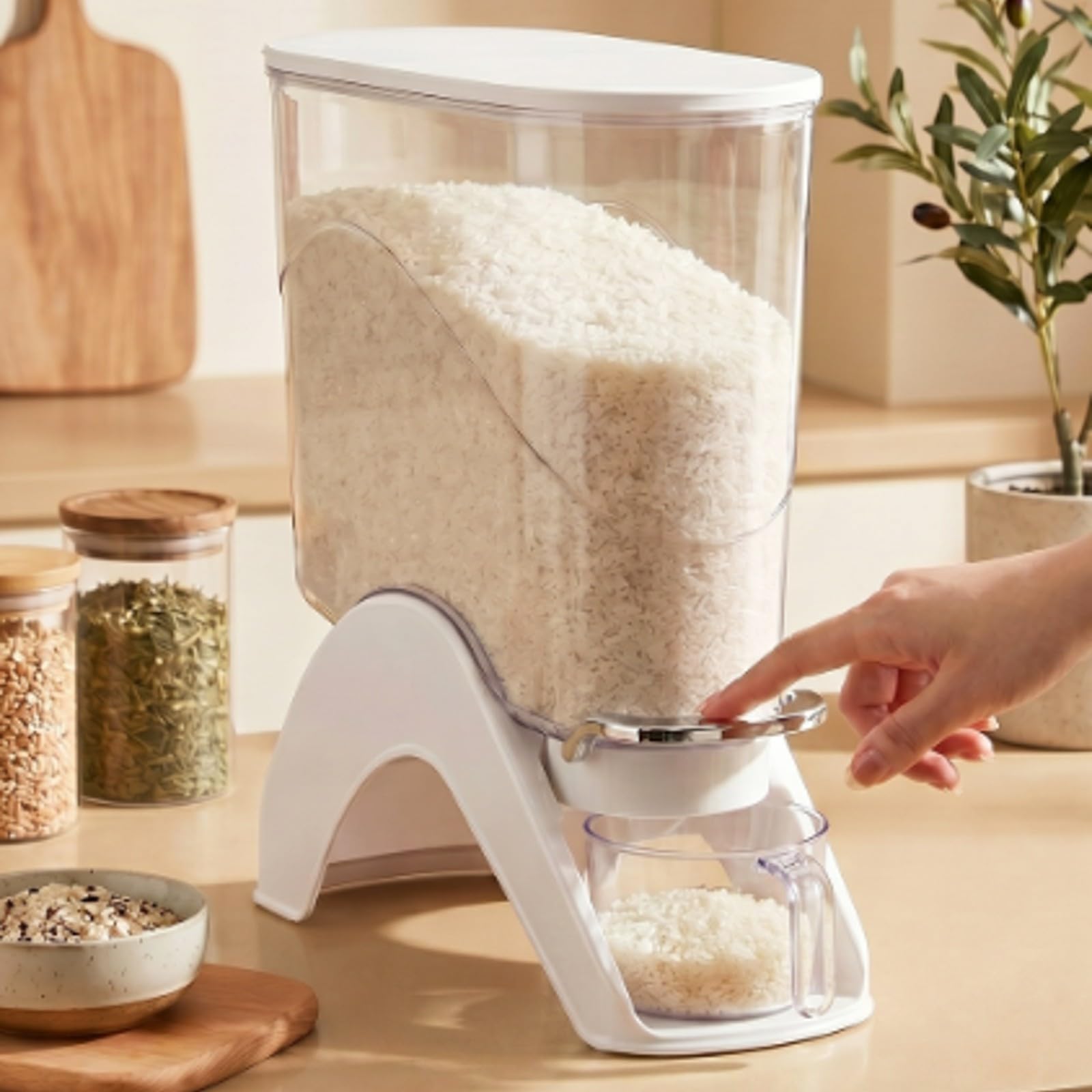 predolo Contenedor para Arroz Sellado | Diseño Estrecho y Compacto, Contenedor Arroz con Tapa Hermética, Ergonómico, para,