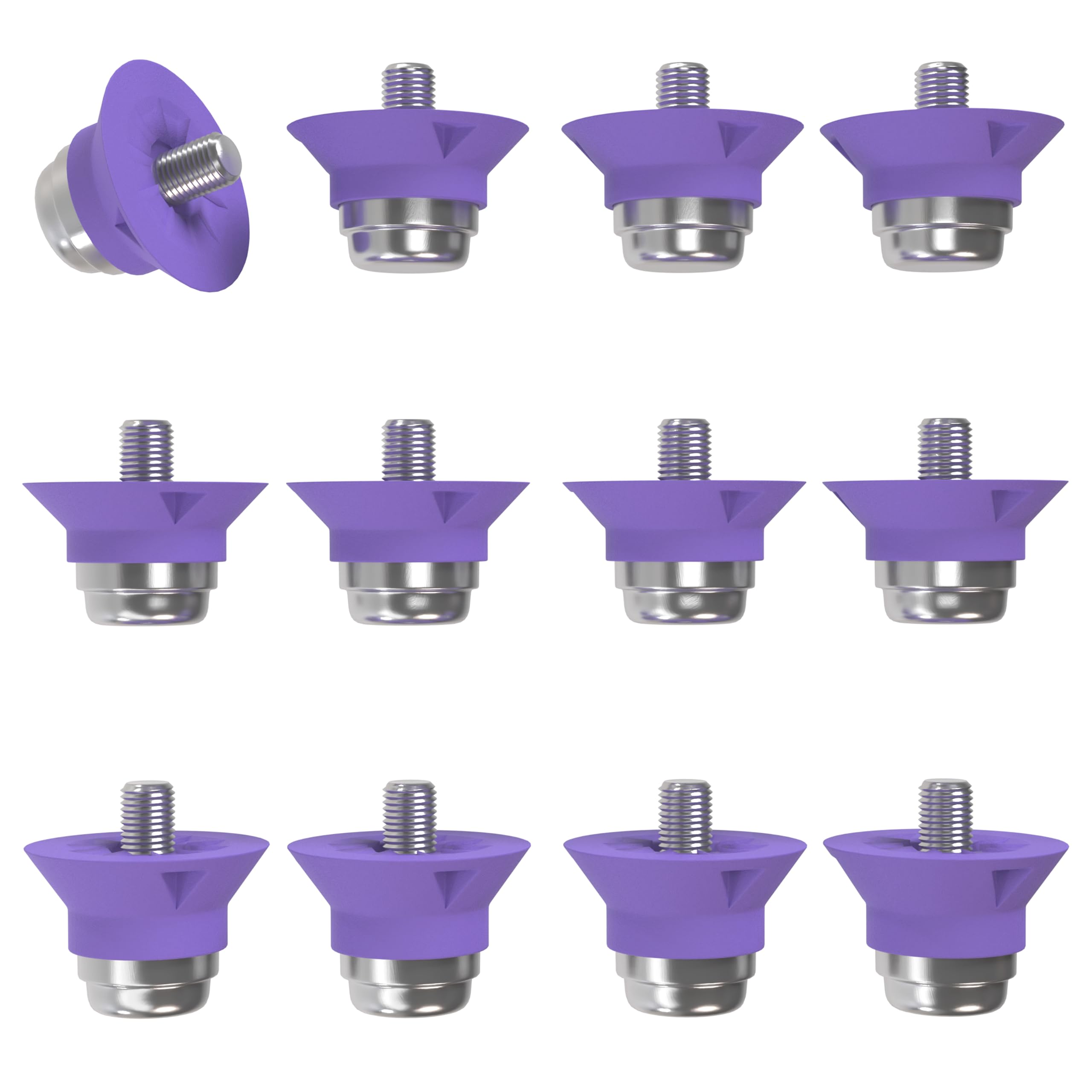 55 Sport World Cup Metal-Tipped Replacement Football Studs - 12 Pack (13/16mm) - Purple