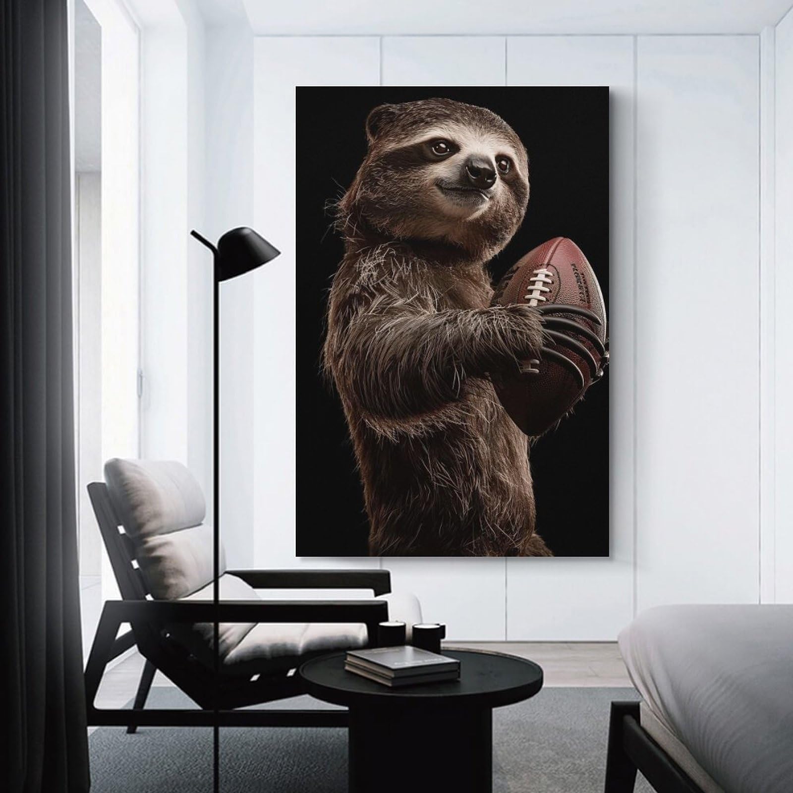 Junmoney Sloth American Football Decorative Canvas Print, 12x18inch(30x45cm), for Gallery Wall Decor And Room Displays, Wall Decor Suited to Curated Displays