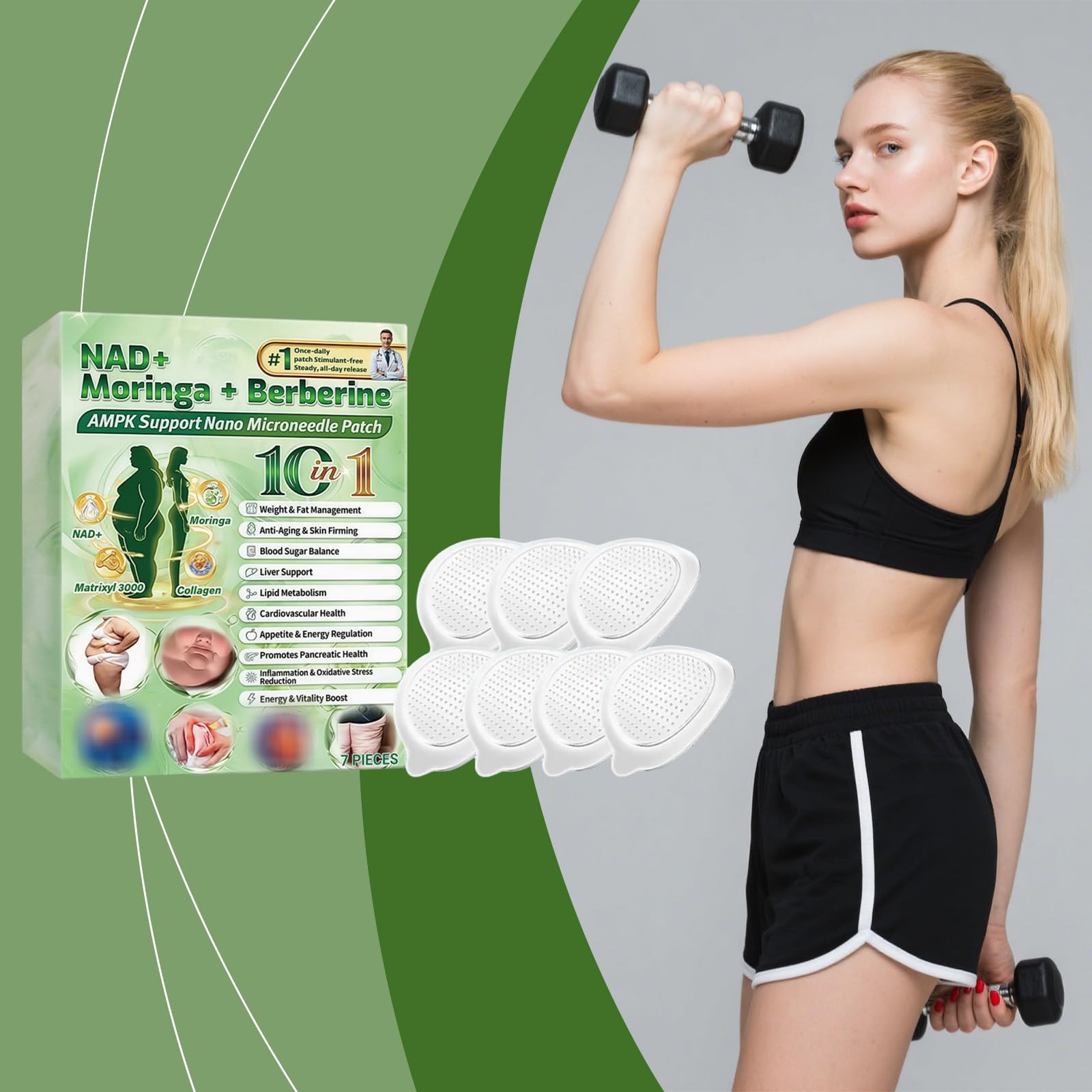 Botanical Patch 10-in-1 - Natural Support for Metabolism, | Ingredienti naturali, facili da applicare, invisibili, ideali per uomini e donne