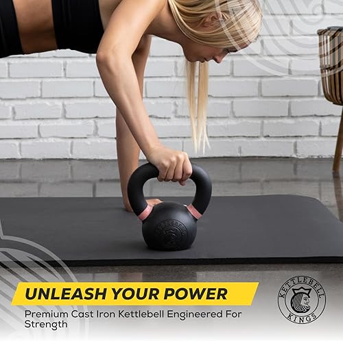 Miniatura 6 de Kettlebell Kings Pesas rusas con recubrimiento en polvo de 5-90 libras | Equipo de gimnasio de entrenamiento y conjuntos de entrenamiento de fuerza