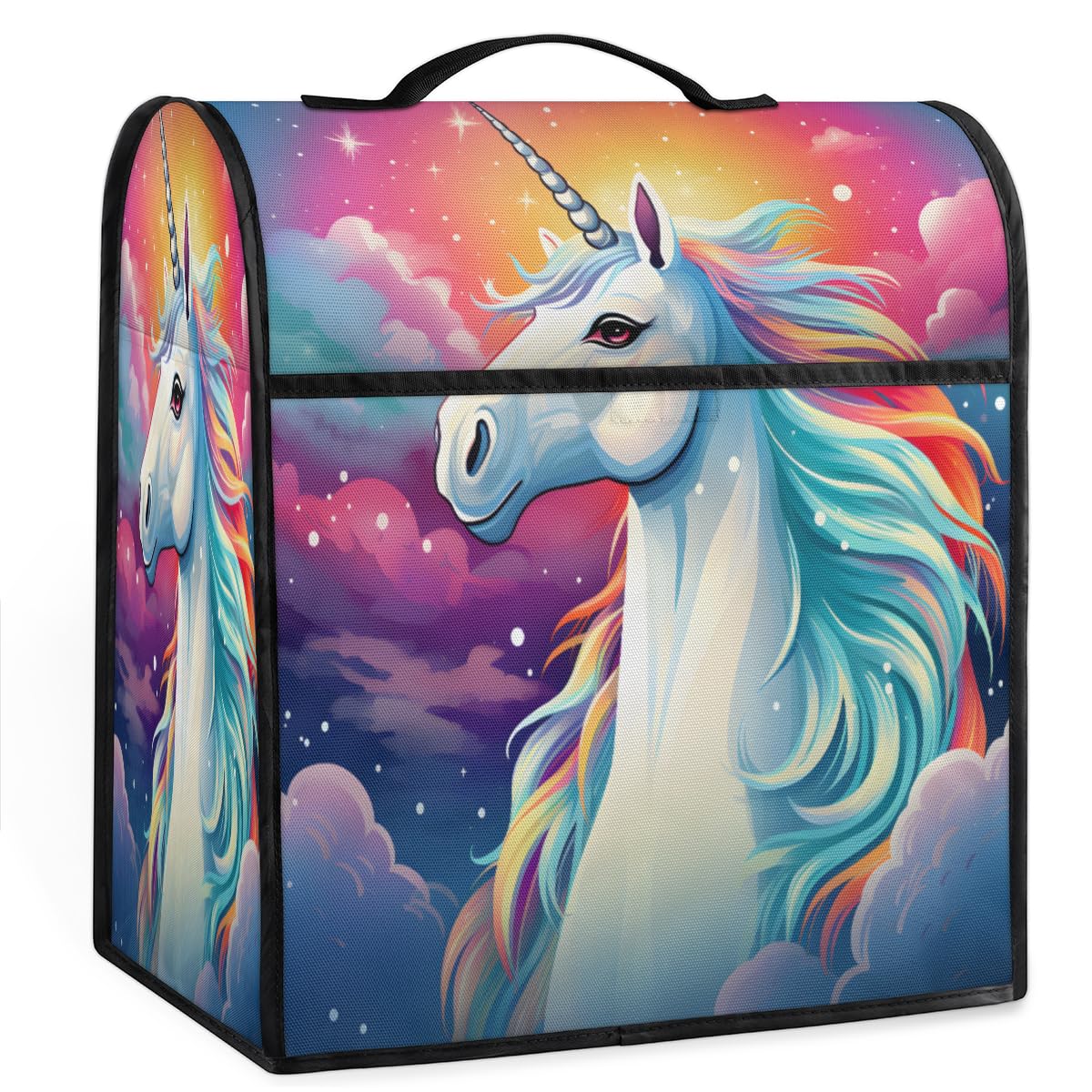 Coffee Maker Cover Cute Colorful Unicorn Kitchen Appliance Covers Small Appliance Covers Blender Cover Juicer Cover Dust Covers for Kitchen Appliances with Top Handle and Pockets,Washable,B439
