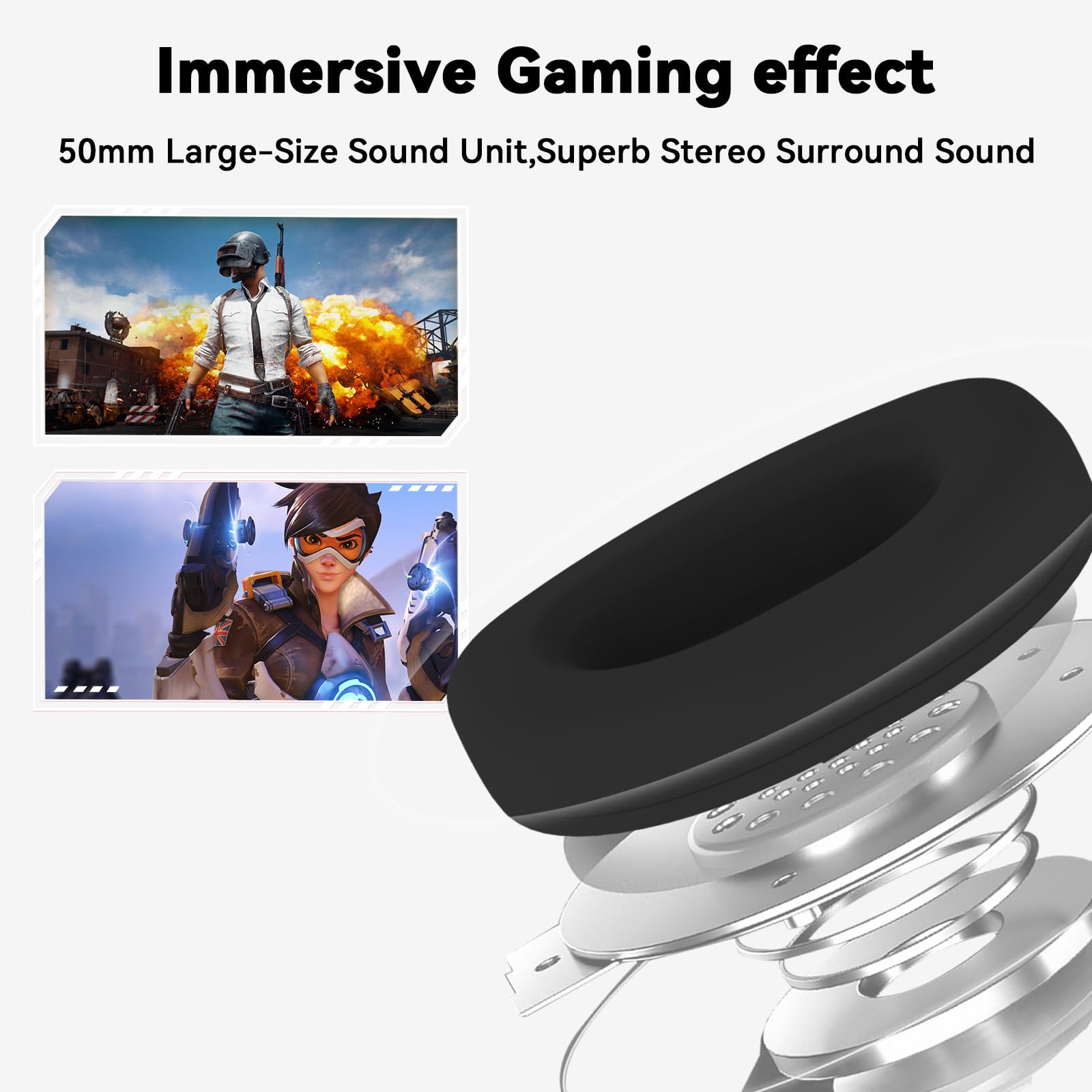 Jimonyer Casque de jeu pour PC/PS4/PS5/Xbox One/Switch, casque de jeu stéréo avec microphone flexible antibruit, casque d'ordinateur avec prise jack 3,5 mm et lumière RVB (blanc)