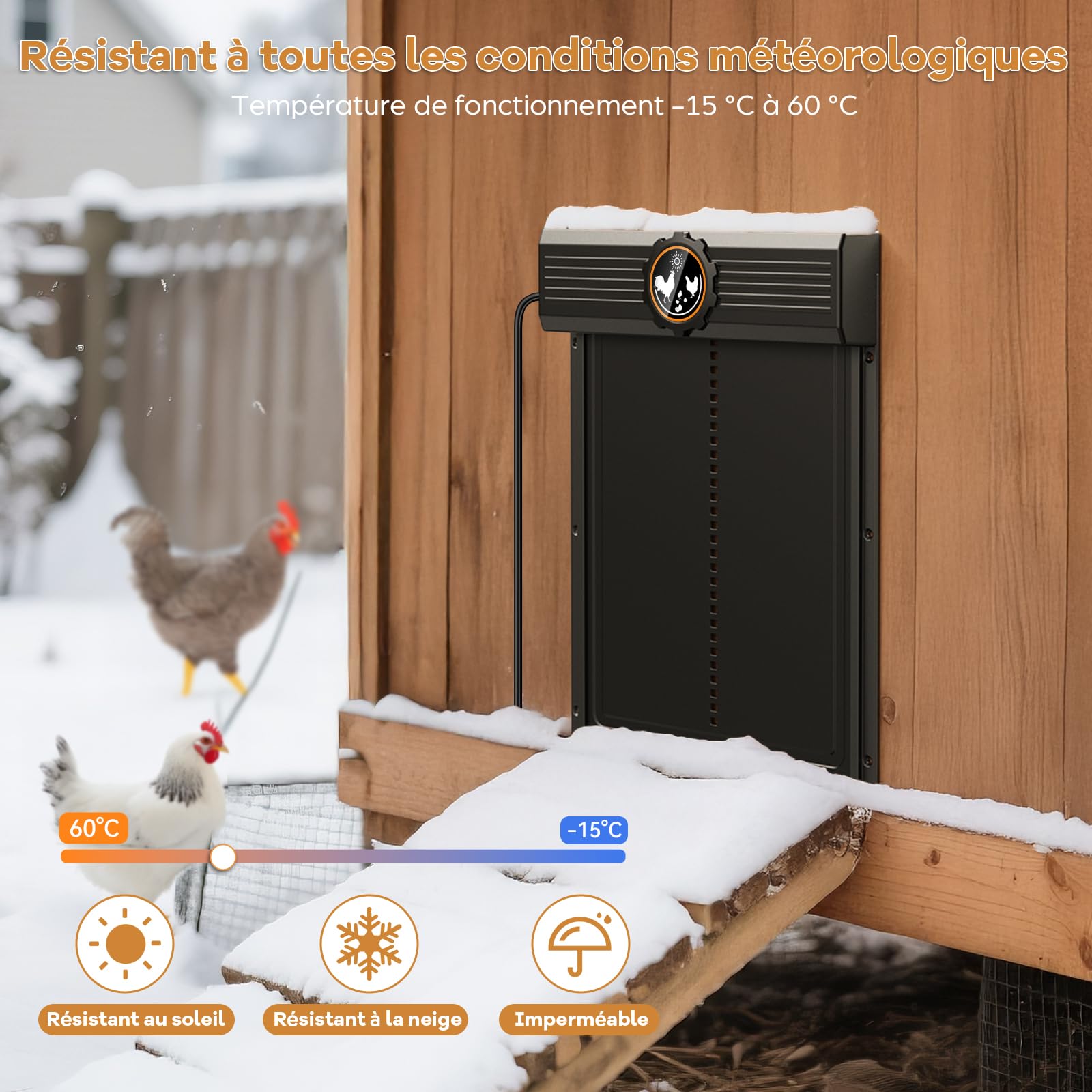 Tapa de pollo grande automática Solar, MASTERFUN Aluminio Gallina Automática con Sensor de Luz, Temporizador, Panel Solar de 7 W, Protección Inteligente, Puerta de Pollo Eléctrica