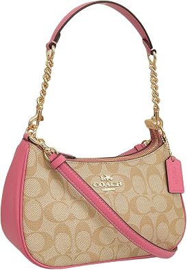 Coach Womens Bag, Shoulder Bag, Outlet, 2-Way, Cross-Body Handbag, Brand, Shoulder TERI SHOULDER BAG LIGHT KHAKI/PETUNIA/Pink