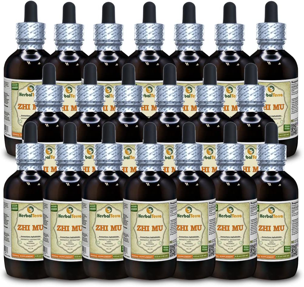 Zhi Mu, Anemarrhena (Anemarrhena Asphodeloides) Tincture, Dried Root Powder Liquid Extract (Brand Name: HerbalTerra, Proudly Made in USA) 2x4 fl.oz (2x120 ml)