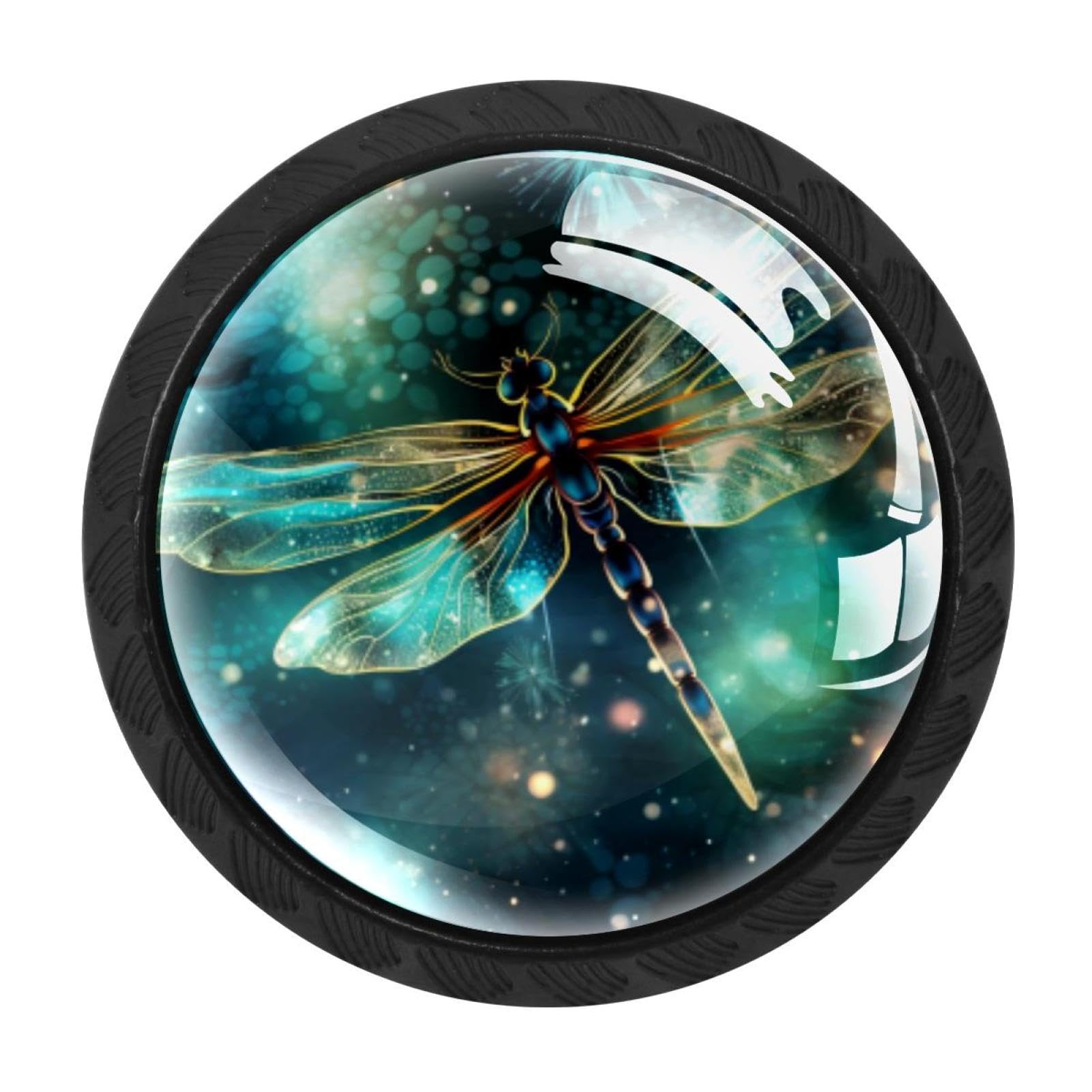 CHENZZZZ 4 Pieces Round Cabinet Knobs Dragonfly Dresser Knobs Pulls Handles with Screws for Drawer Pulls Handles Knobs Door Knobs