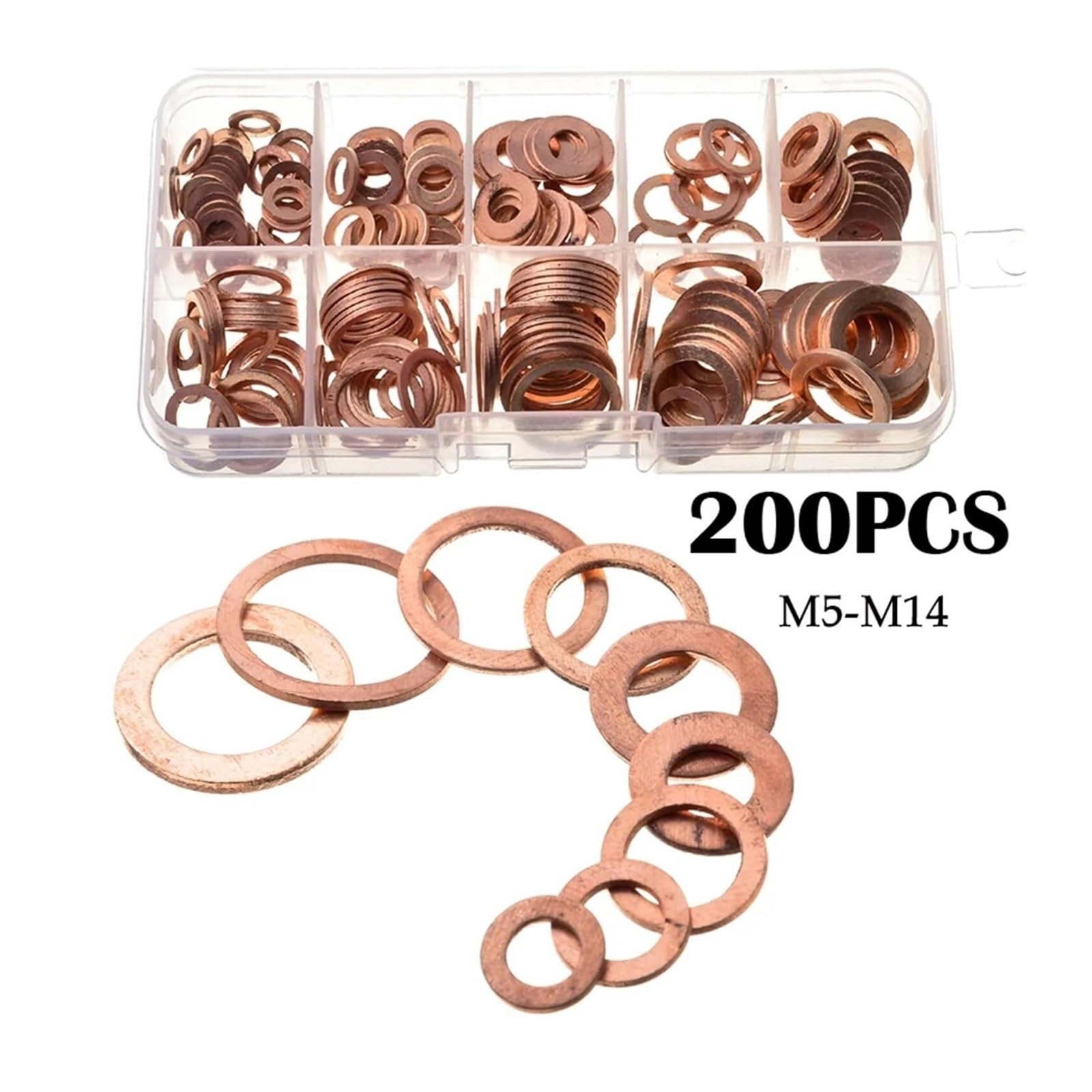 Okucia sprzętowe 100/150/200/250/300/568 szt. O-ring miedziana podkładka zestaw uszczelek M4-M14 płaska uszczelka pierścieniowa do zgniatania łodzi płaski pierścień uszczelniający korek miski olejowej