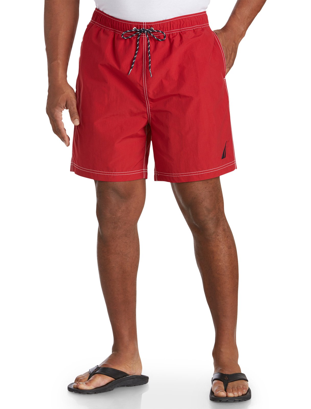 Nautica Men's Solid Quick Dry Logo Swim Trunk