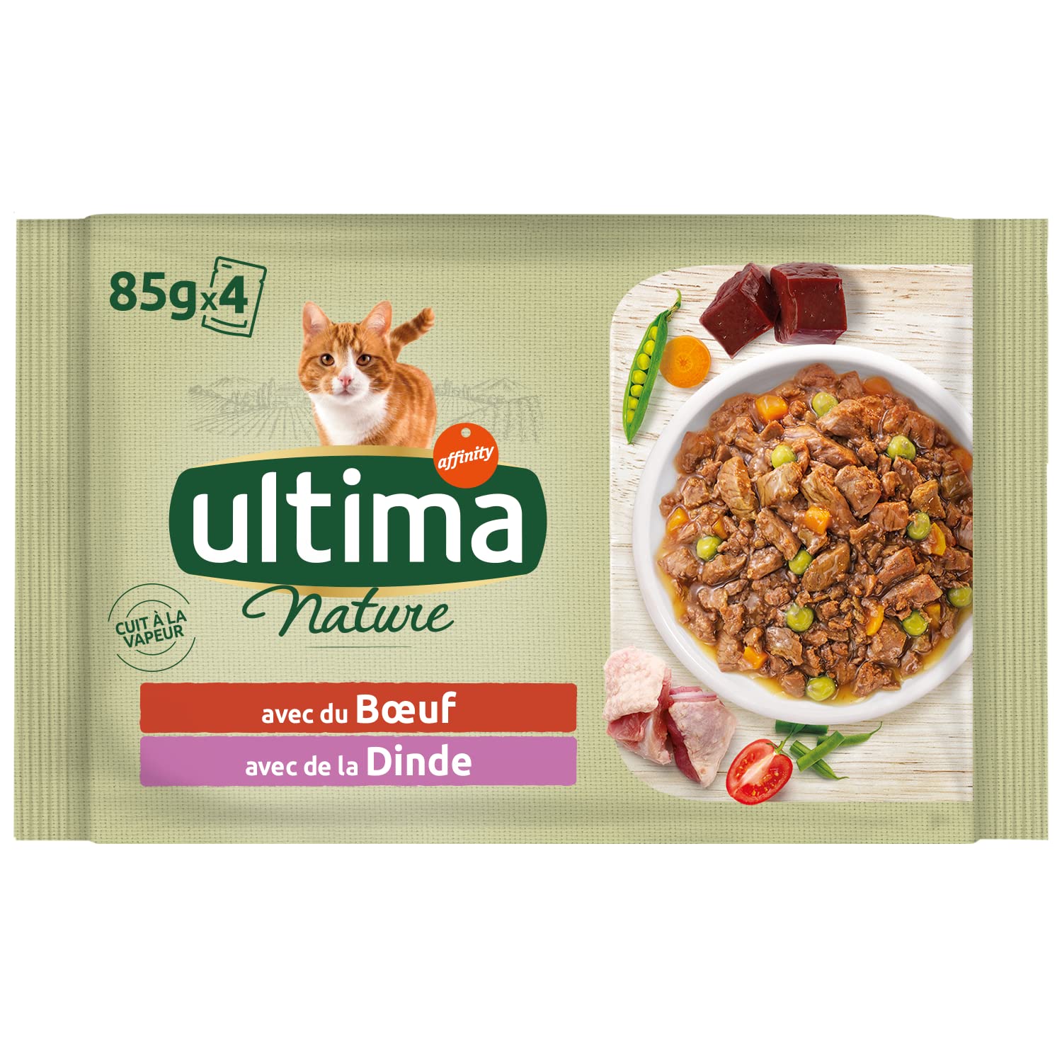 Ultima Nature Comida Húmeda para Gatos con Buey y Pavo, 52 bolsitas