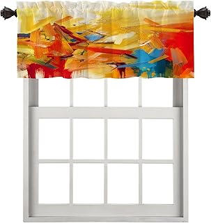 Abstract Colorful Color Kitchen Valances Half Window Curtain, Abstract P...