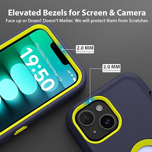 Miniatura 5 de Jiunai Funda para iPhone 15, resistente, protección militar contra caídas, 2 en 1, sin pantalla, de doble capa, a prueba de golpes, resistente, a