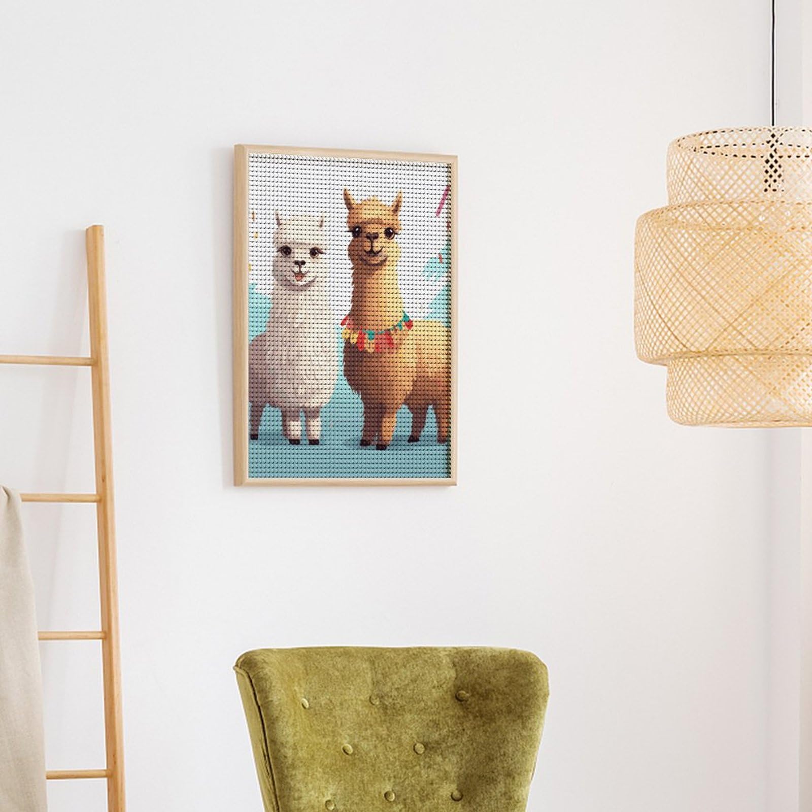 Apcufir Alpaca Diamond Painting Kits For Adults,Cute Animals Diamond Art Kits For Beginner Round Full Drills,Paint With Diamonds Gem Art Diamond Dots For Home Wall Decor 12X16 Inch &ndash