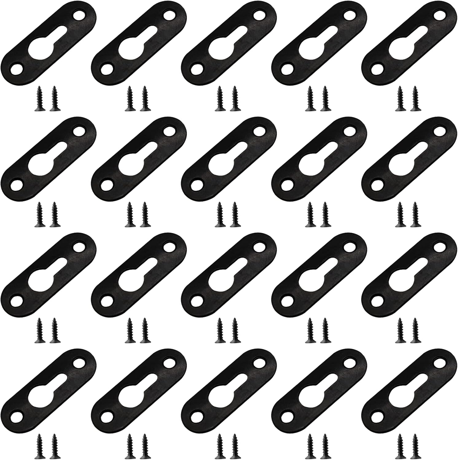 Moicstiy 20Pcs Black Single Keyhole Hangers, Metal Keyhole Frame