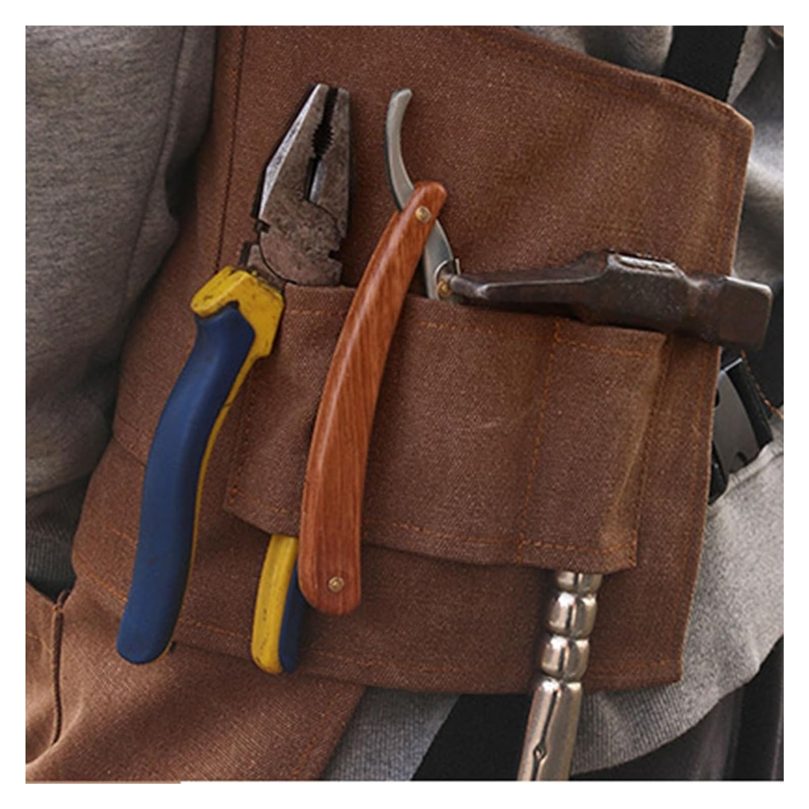 Tool Apron, apron Work tool aprons, Men's Large Pocket, Canvas Cross Back Heavy Duty Adjustable for Gardener Woodworking Outdoor
