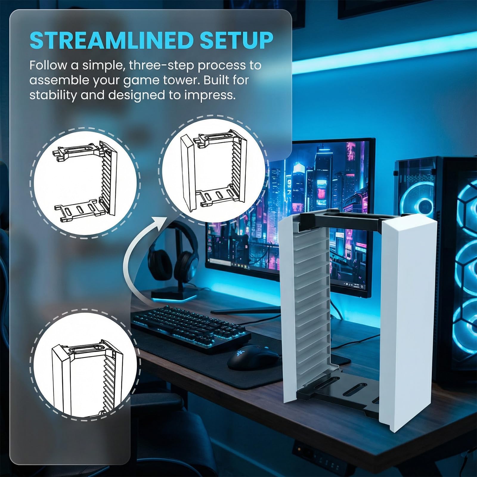 Gioco Torre di Stoccaggio Stand Scaffale per dischi da per PS5 Contiene 12 Dischi da Gioco