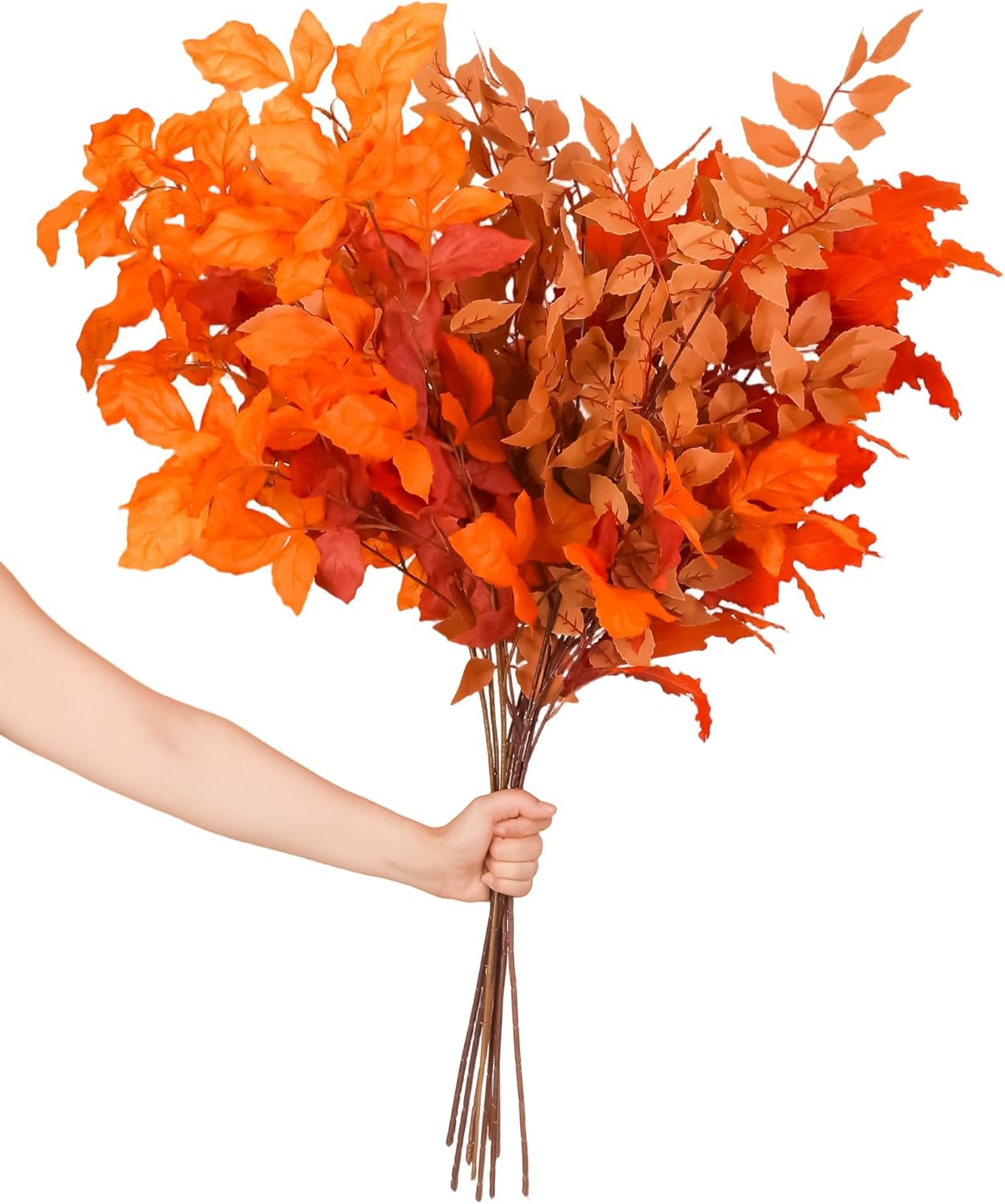 9Pcs Fall Leaves Artificial Greenery Stems for Tall Vase 38.5In Fake Silk Oak Eucalyptus Leaves for Wedding Bouquet Table Centerpieces Autumn Thanksgiving Decoration