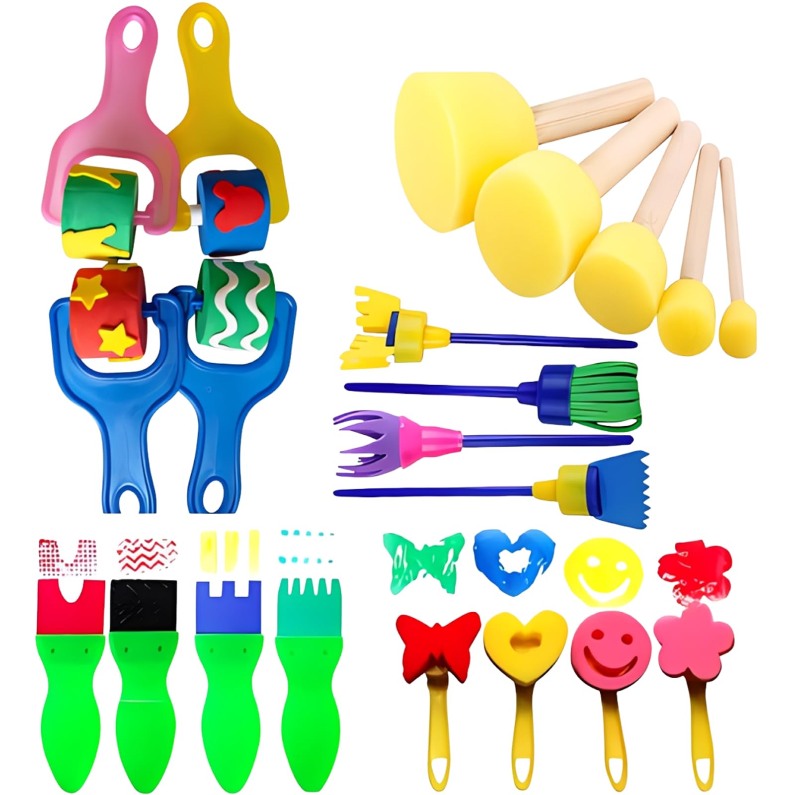 21 Pcs Toddler Paint Brushes Set,Sponge Paint Brushes,Paint Brush Set Kids