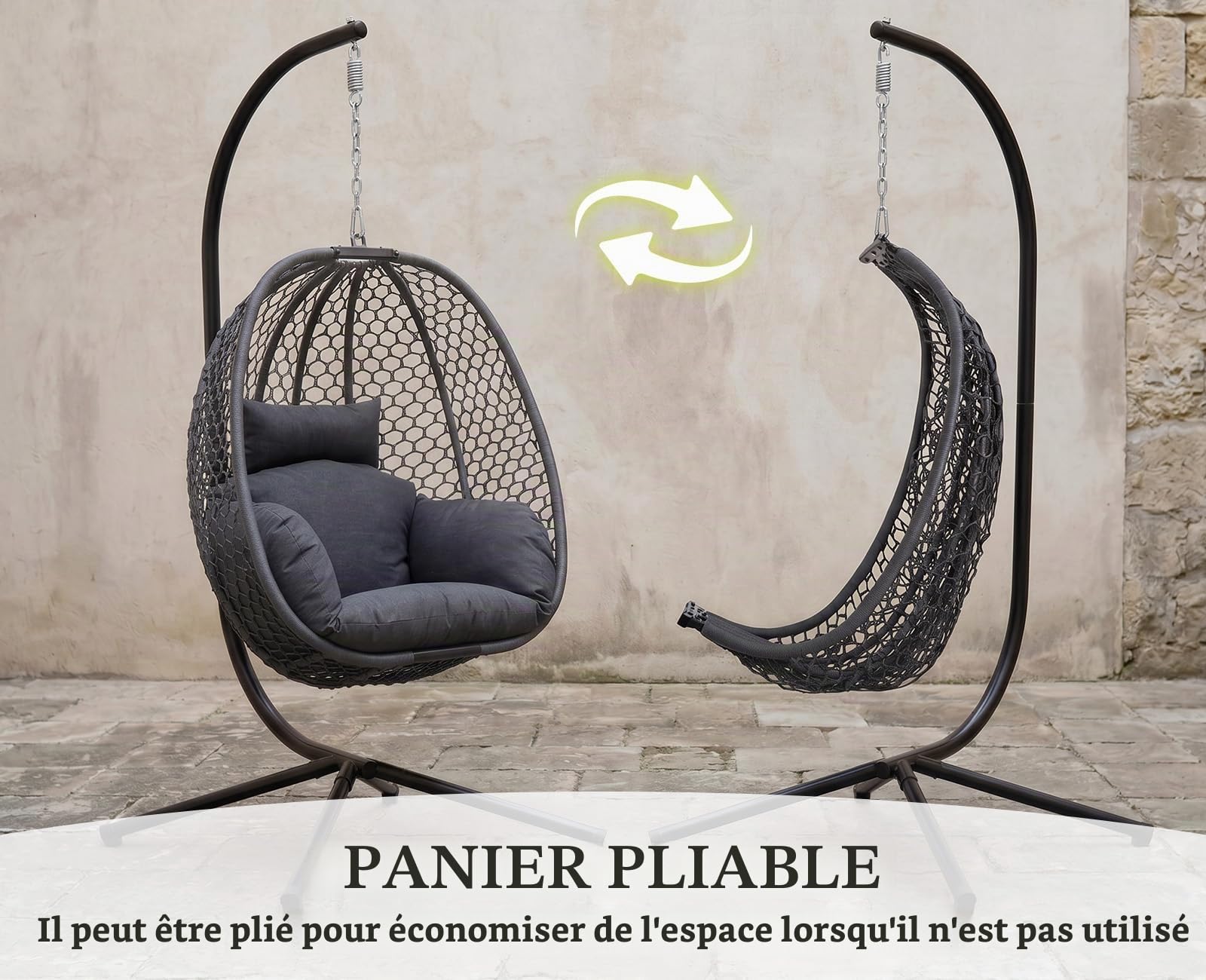 Ya-Home Fauteuil Oeuf Suspendu, Gris Foncé