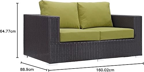 Vista 17 de Modway EEI-1911-EXP-ORA Convene - Muebles otomanos cuadrados de tela para patio, muebles de exterior, color naranja espresso Espresso Naranja