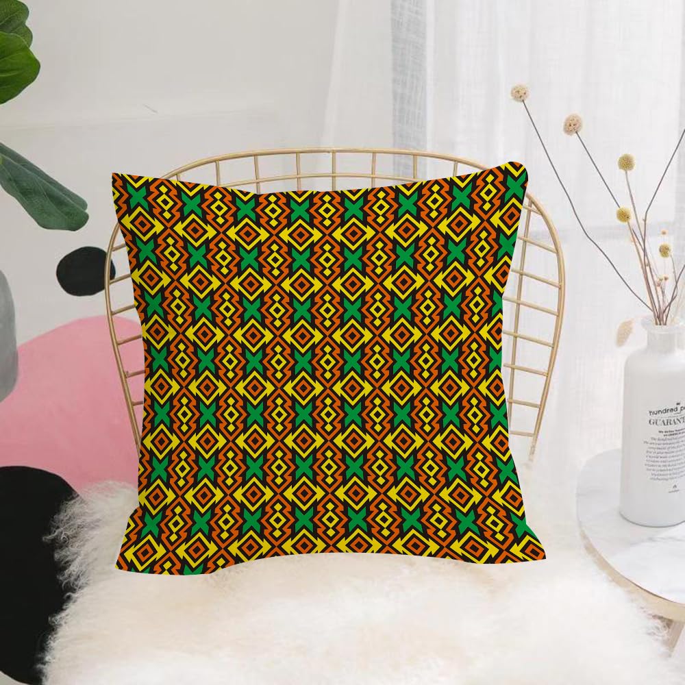 Hyosxw Kente Pattern, Exotic African Vertical Borde - A10 Cushion Cover,Throw Pillow Case Home Decorative For Living Room Bedroom Sofa Chair 18X18 Inch,Kente Pattern, Exotic African Vertical Borders Of Angola, Nigeria Cu,Pillowcase 45X45cm