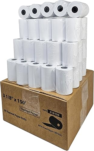 (50 rollos) 3 18 x 150 rollos de papel térmico de 48 GSM de grosor de papel se adapta a todas las impresoras Clover POS Caja registradora TSP600 TSP