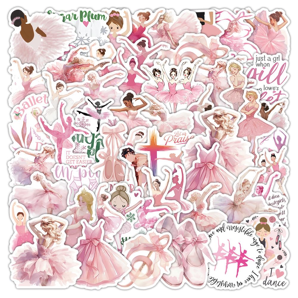 LYunMu Ballet Aufkleber 50 Stücke Niedlich Deko für Auto Laptop Skateboard Fahrrad Moped Motorrad Fahrrad Computer,Geeignet für Erwachsene Ballett ästhetisch Sticker Set