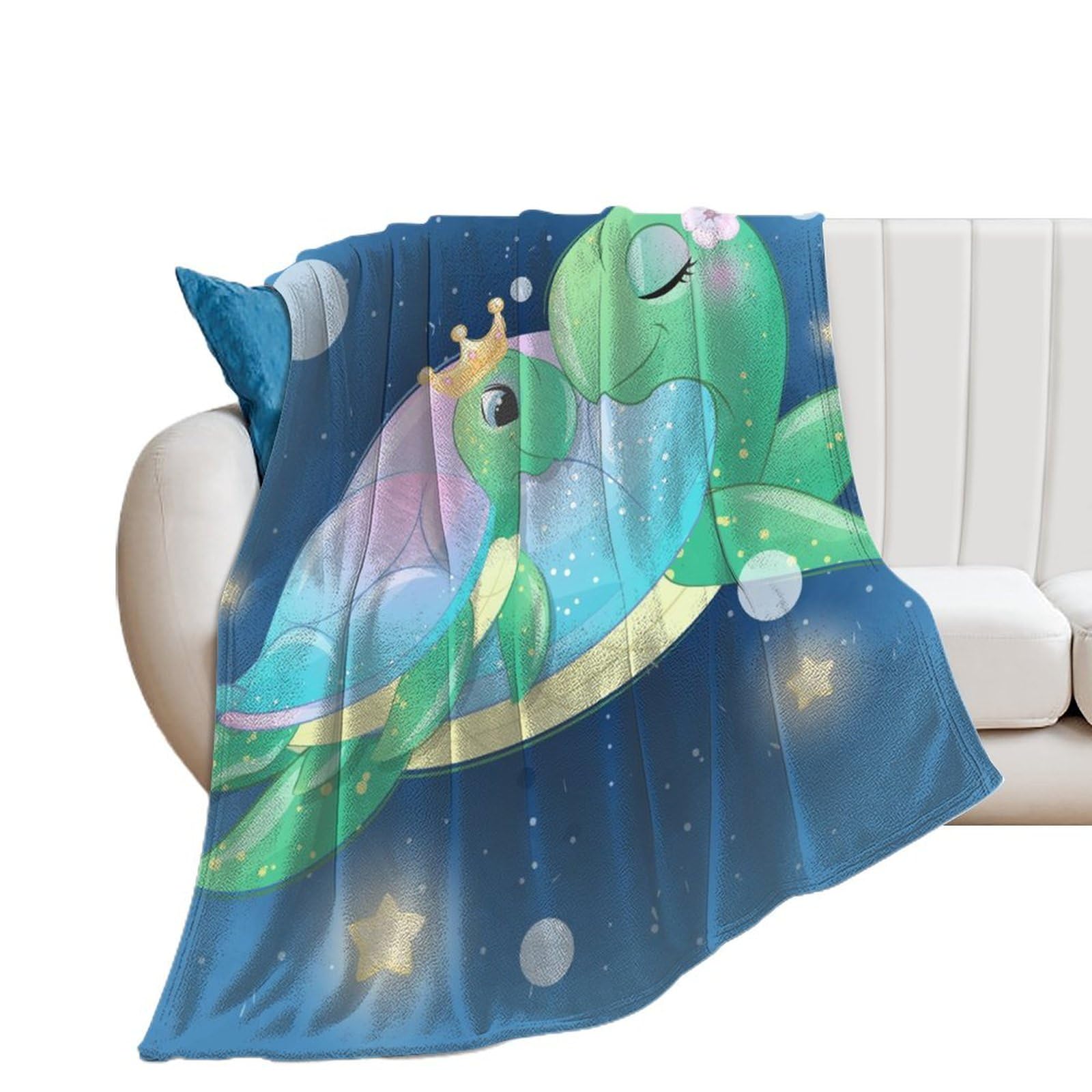 Couverture polaire douce tortue verte chaude plaid canapé lit 100x130cm