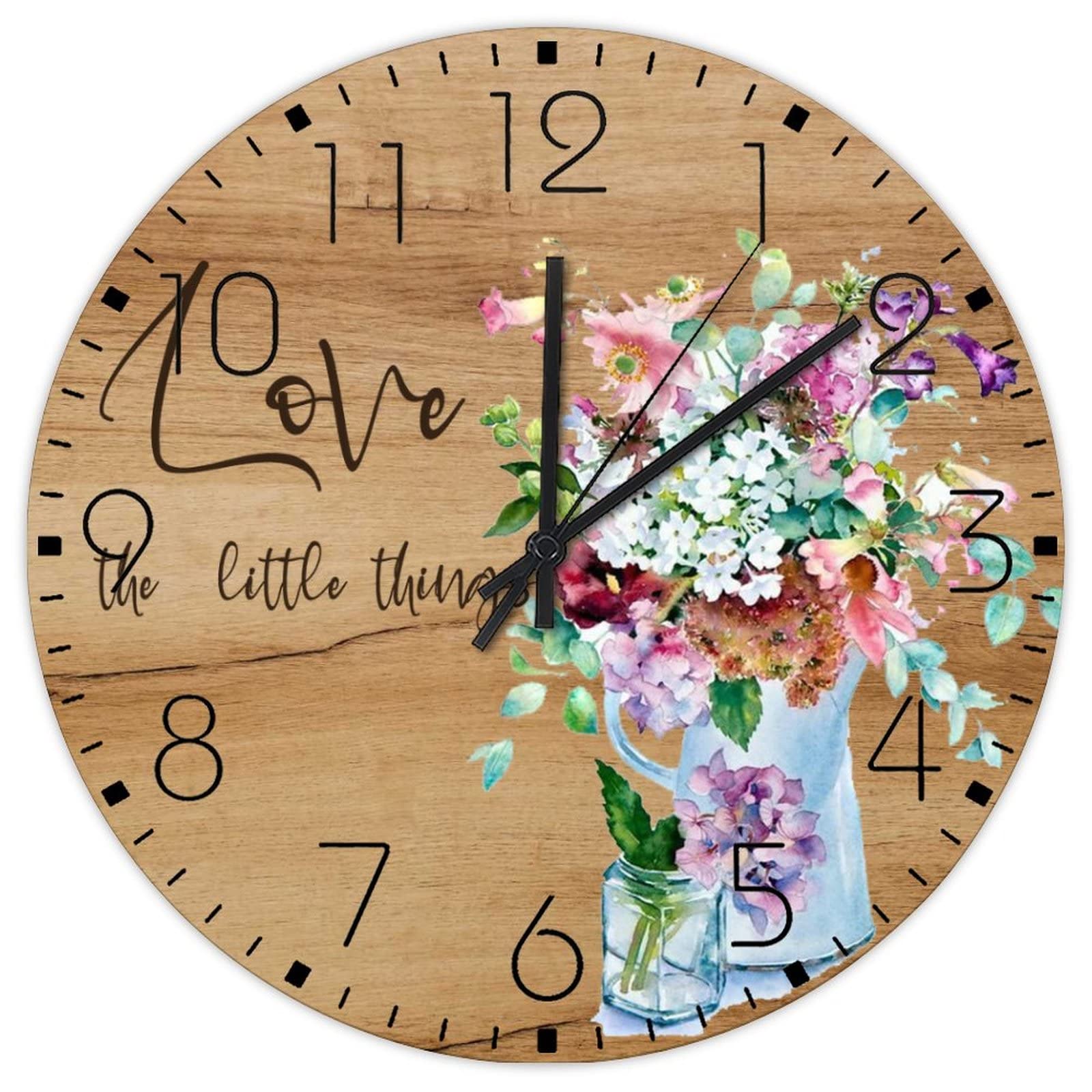 Horloge murale minimaliste en bois sans tic-tac 38,1 cm à aiguilles