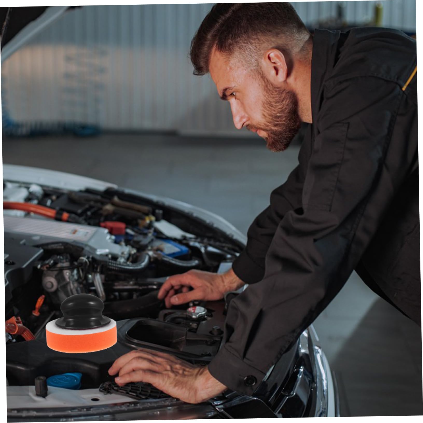 SOESFOUFU 1set Manual Polishing Sponge Wax Applicator Pads with Handle for Car Waxing Buffing Pad Kit for Professional Finish Comfortable Grip Versatile Use for All Vehicles