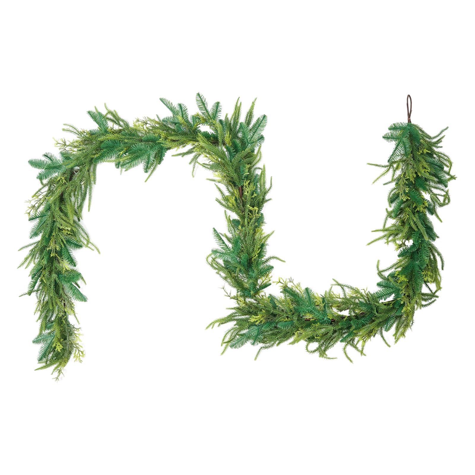 9ft Künstliche Eriksen Zypresse Girlanden, Kunst Tannengirlande Grün Fichte Kiefernadeln Girlande für Tisch Treppe Kamin, Weihnachts Festdekoration (Eriksson Cypress,9 FT)
