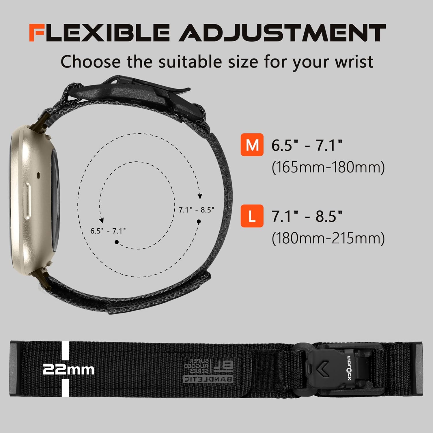 Bandletic Sport Band Compatible with Fitbit Versa 3 Bands for Men and Women, Soft Nylon Replacement Strap with Magnetic Fidlock V-Buckle for Fitbit Versa 4/Sense 2/Sense, Medium, Black